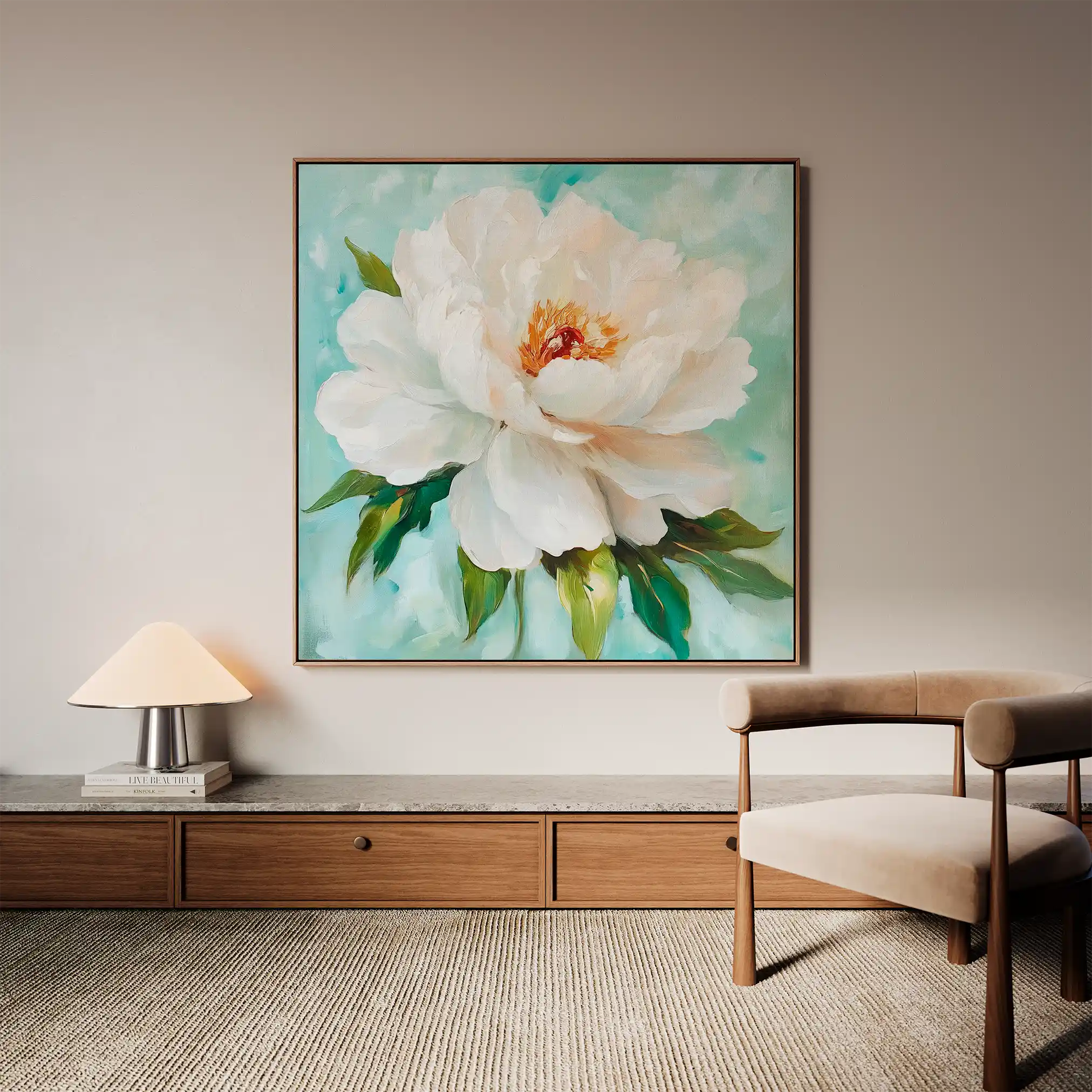 Floral Canvas Wall Art WAD1301-F 80 x 80 cm / Stretched on hidden frame