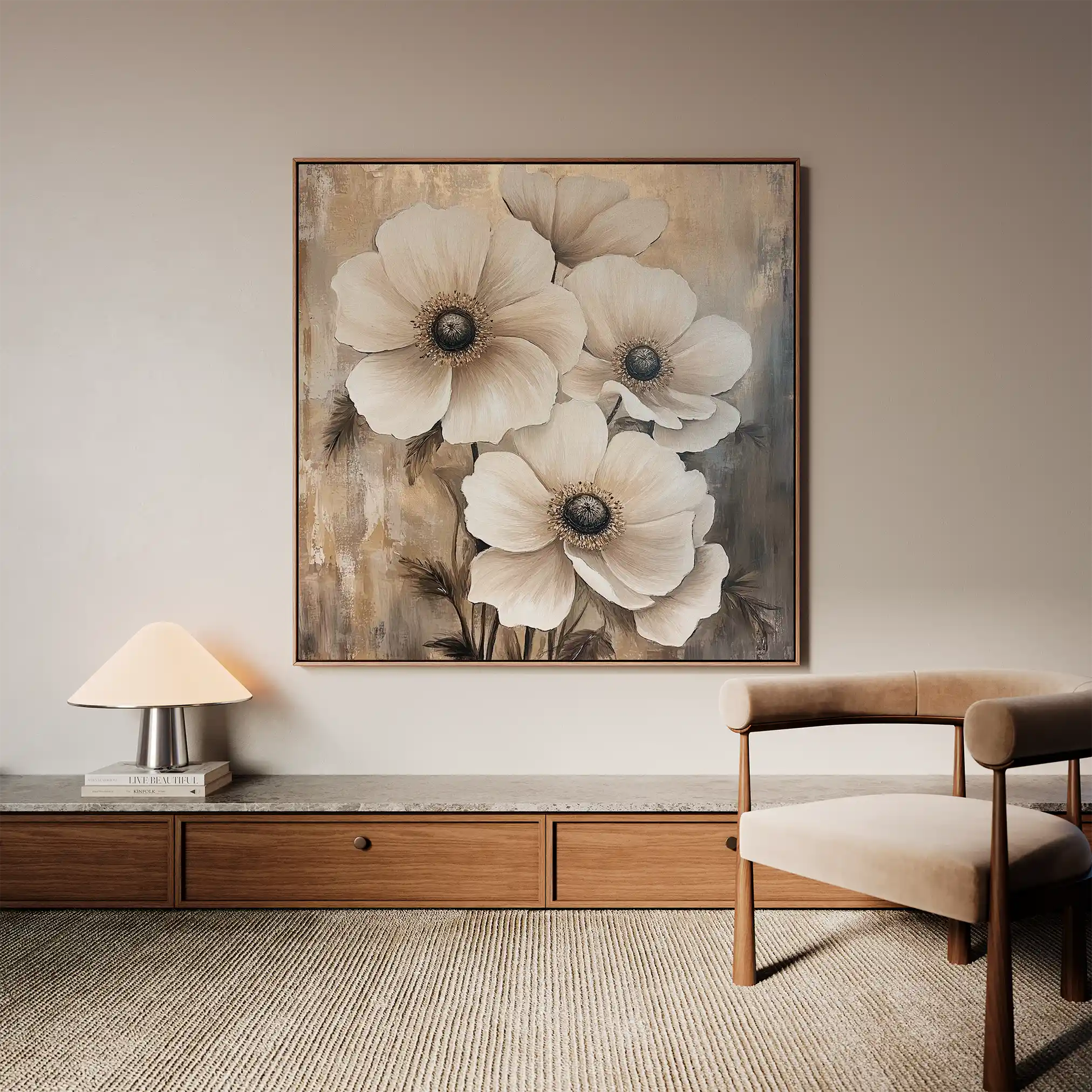 Floral Canvas Wall Art WAD1309-F 80 x 80 cm / Stretched on hidden frame