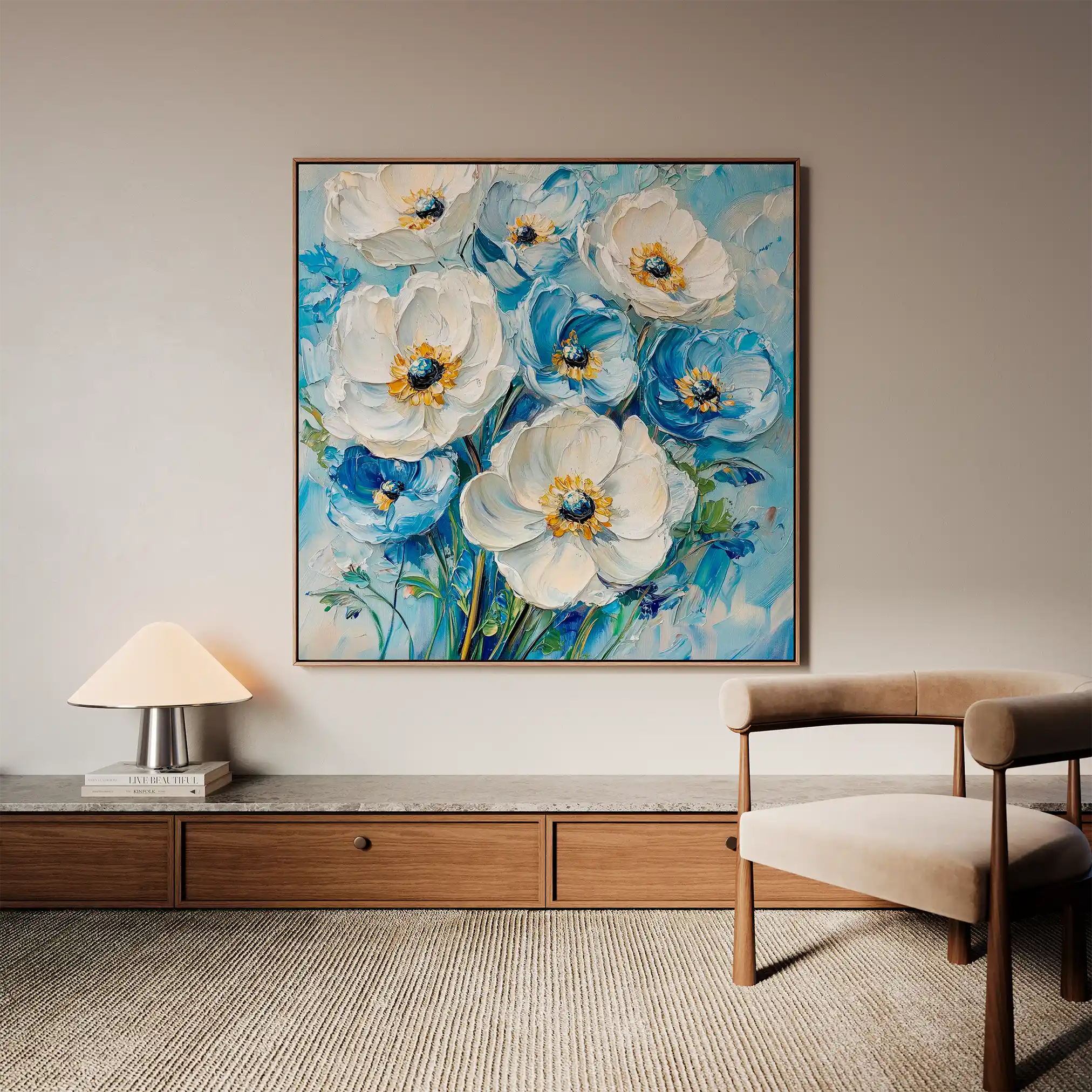 Floral Canvas Wall Art WAD1329-F 80 x 80 cm / Stretched on hidden frame