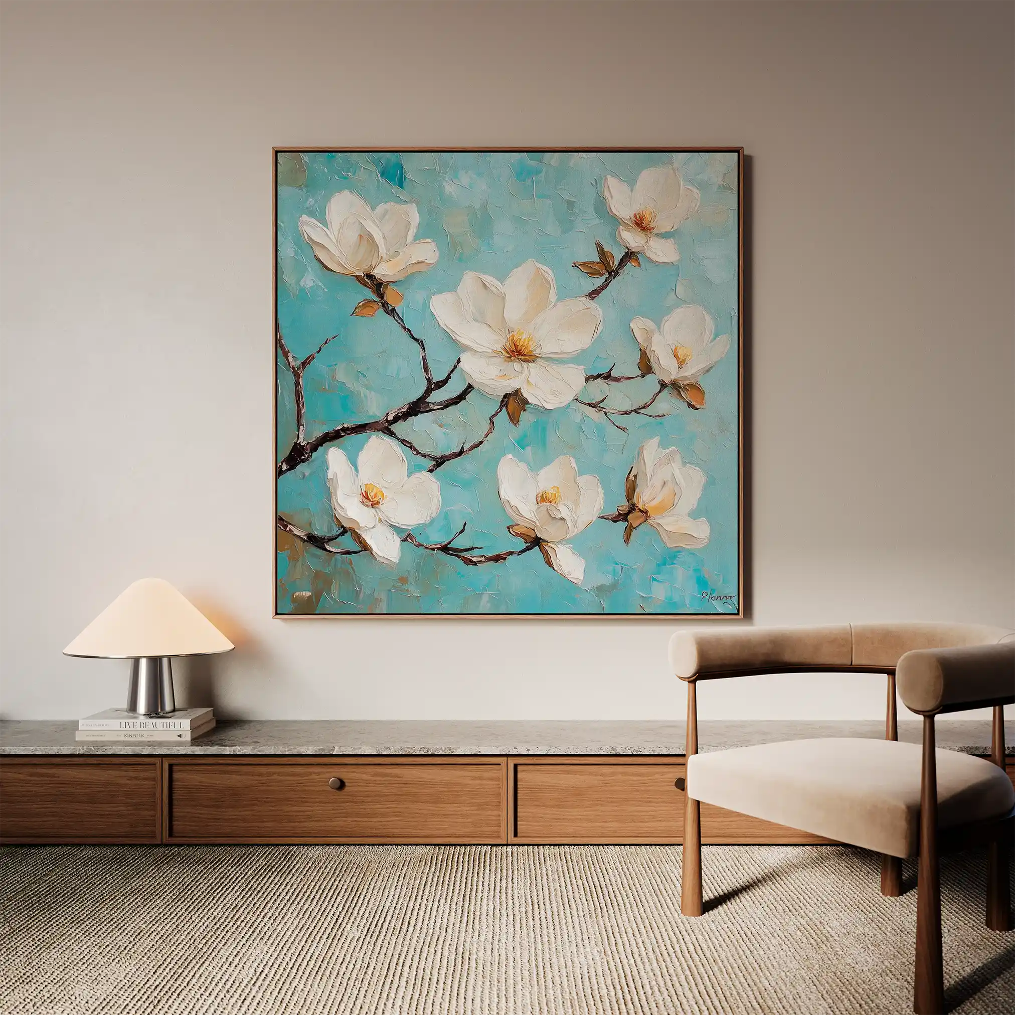 Floral Canvas Wall Art WAD1332-F 80 x 80 cm / Stretched on hidden frame