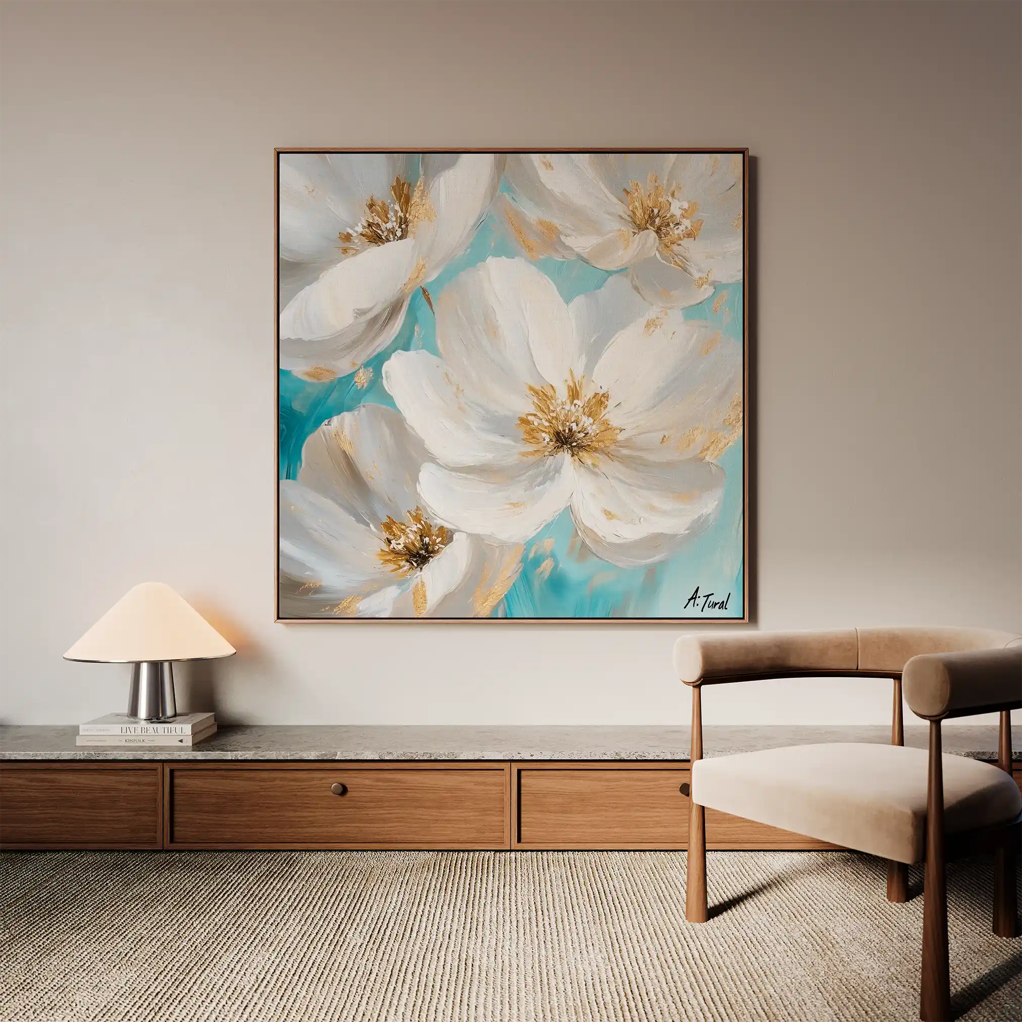 Floral Canvas Wall Art WAD1335-F 80 x 80 cm / Stretched on hidden frame