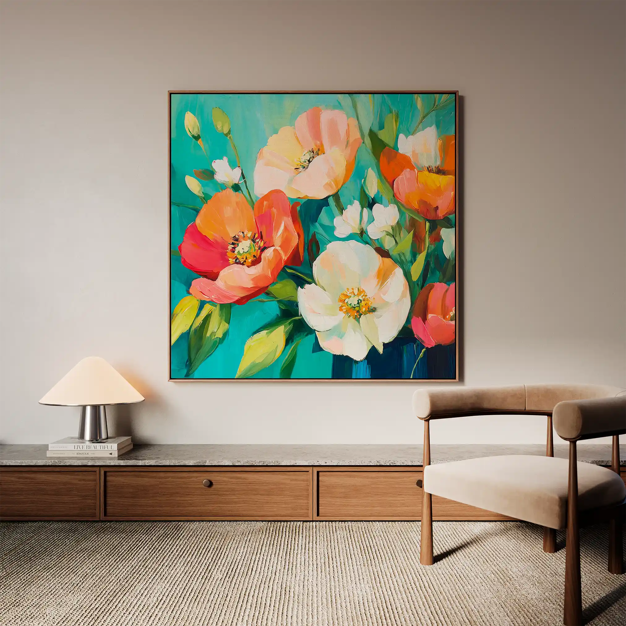 Floral Canvas Wall Art WAD1373-F 80 x 80 cm / Stretched on hidden frame