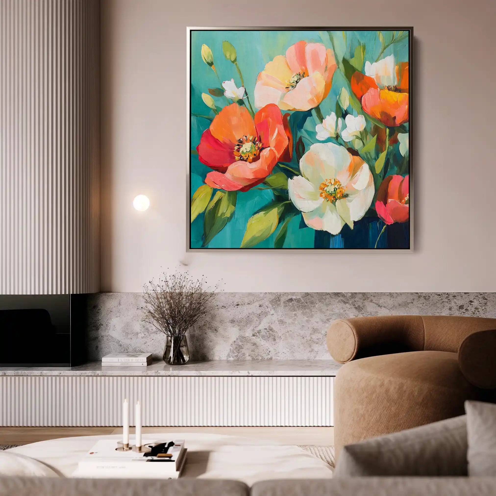 Floral Canvas Wall Art WAD1373-F 80 x 80 cm / Stretched on hidden frame