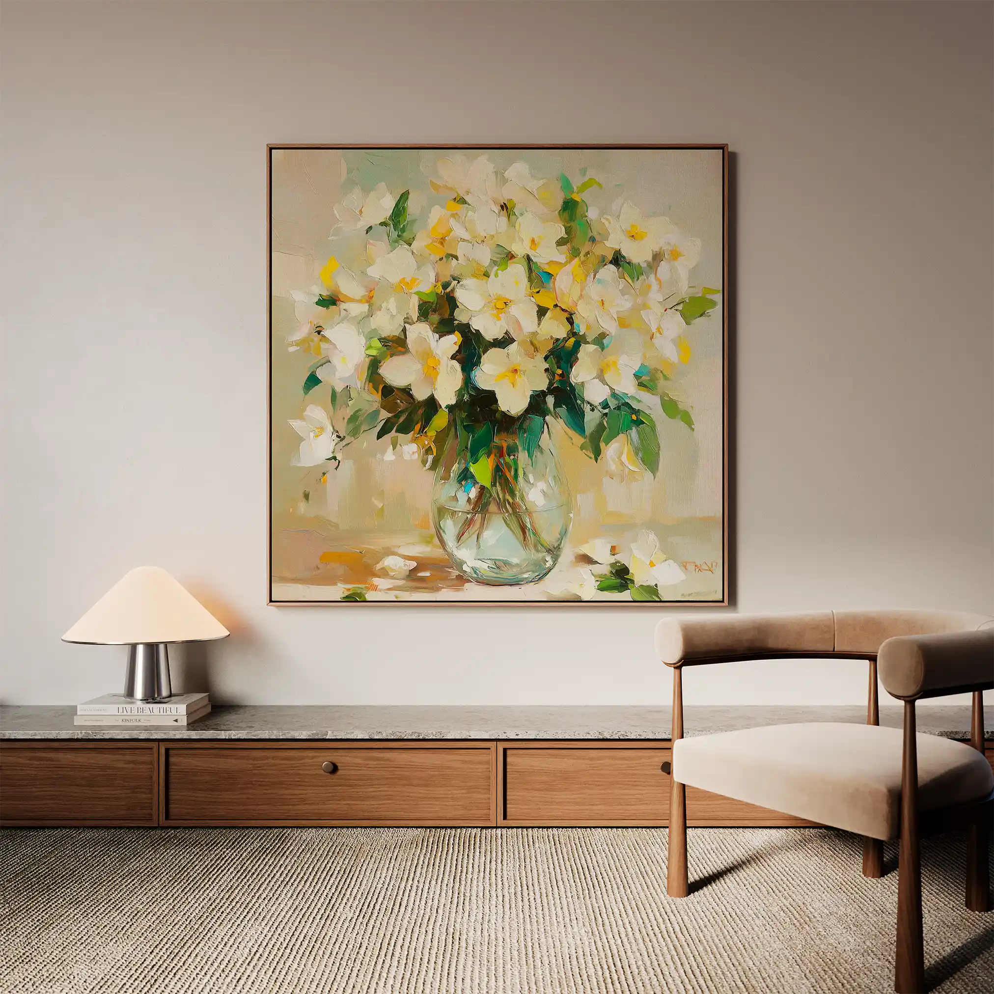 Floral Canvas Wall Art WAD1375-F 80 x 80 cm / Stretched on hidden frame