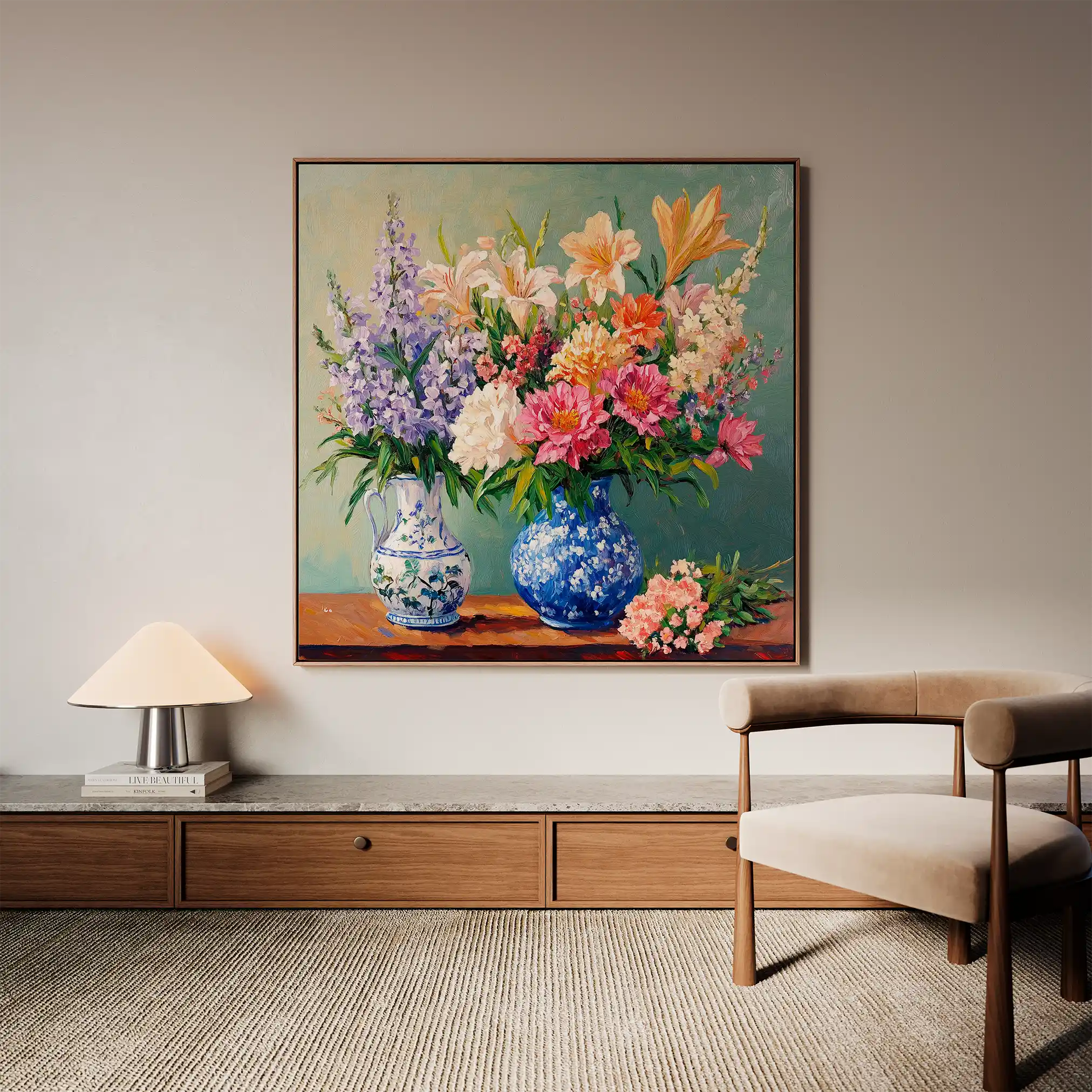 Floral Canvas Wall Art WAD1380-F 80 x 80 cm / Stretched on hidden frame