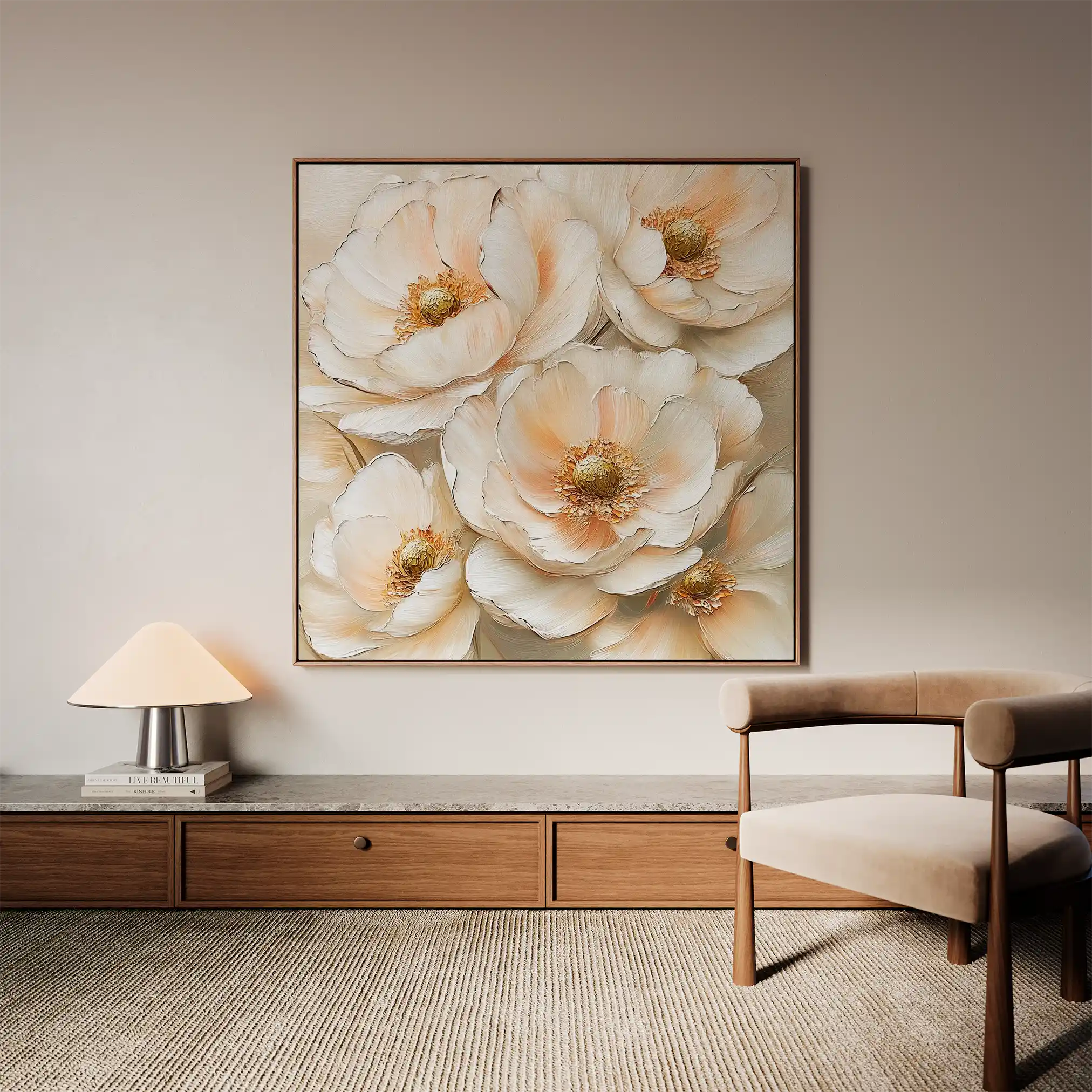 Floral Canvas Wall Art WAD1384-F 80 x 80 cm / Stretched on hidden frame