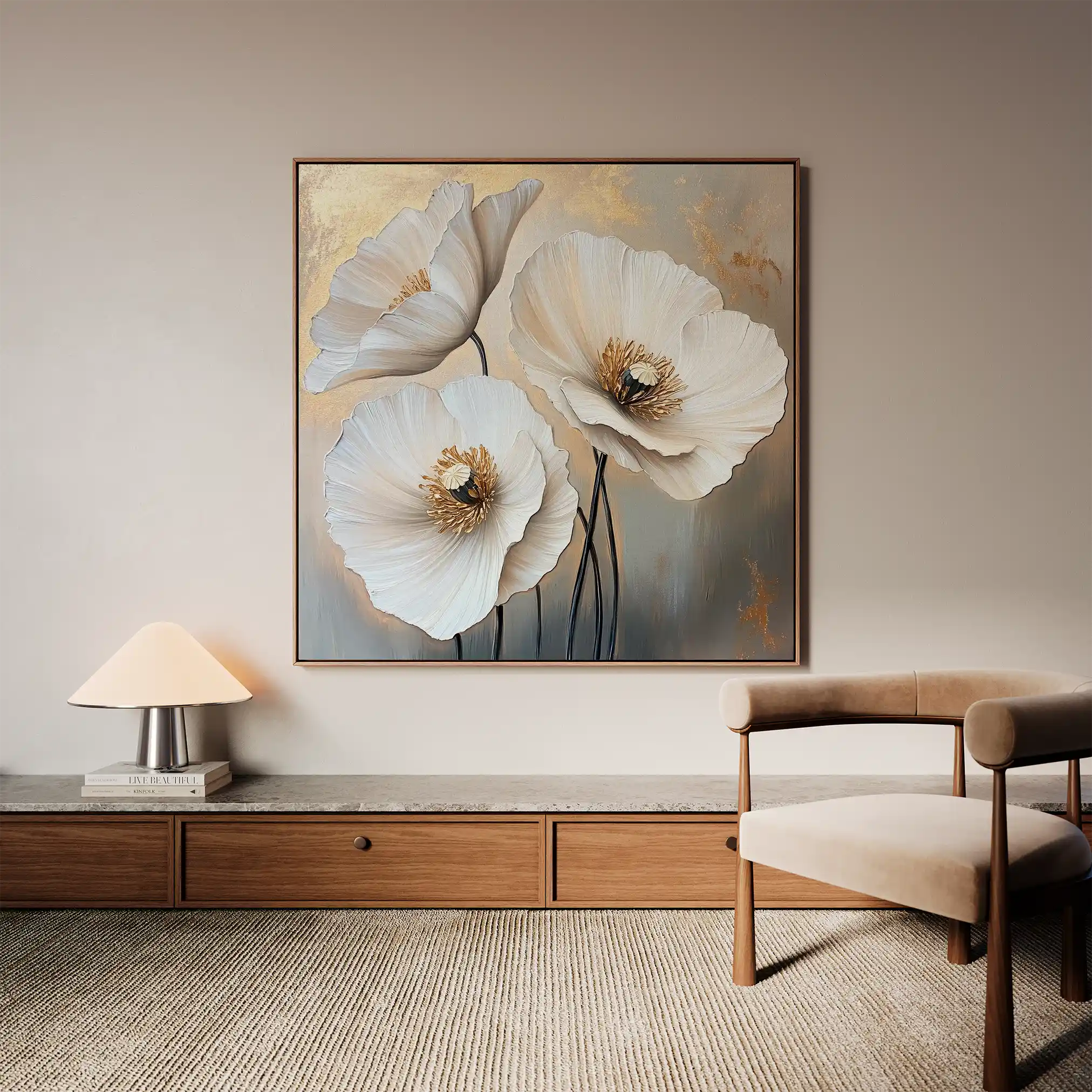 Floral Canvas Wall Art WAD1391-F 80 x 80 cm / Stretched on hidden frame