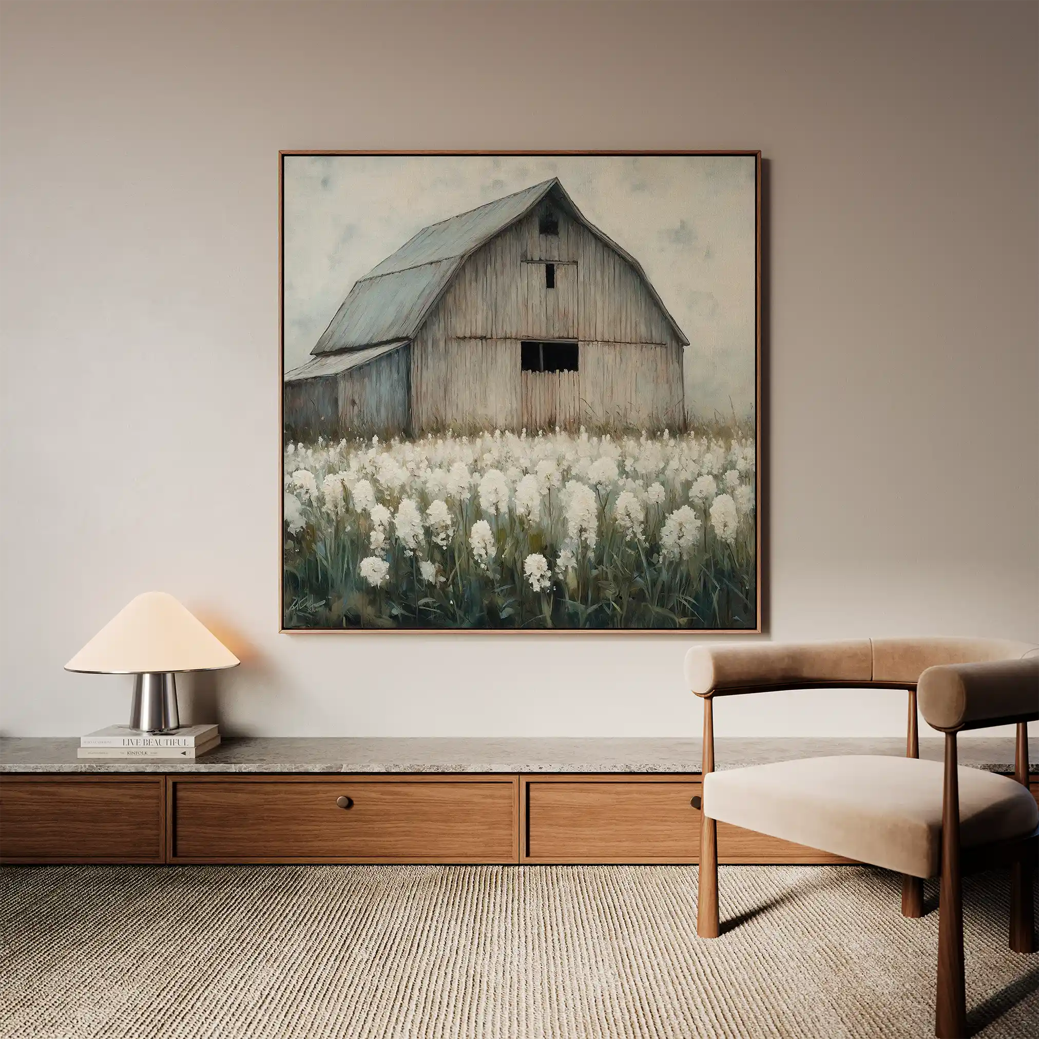 Landscape 398 Canvas Art 80 x 80 cm / Stretched on hidden frame
