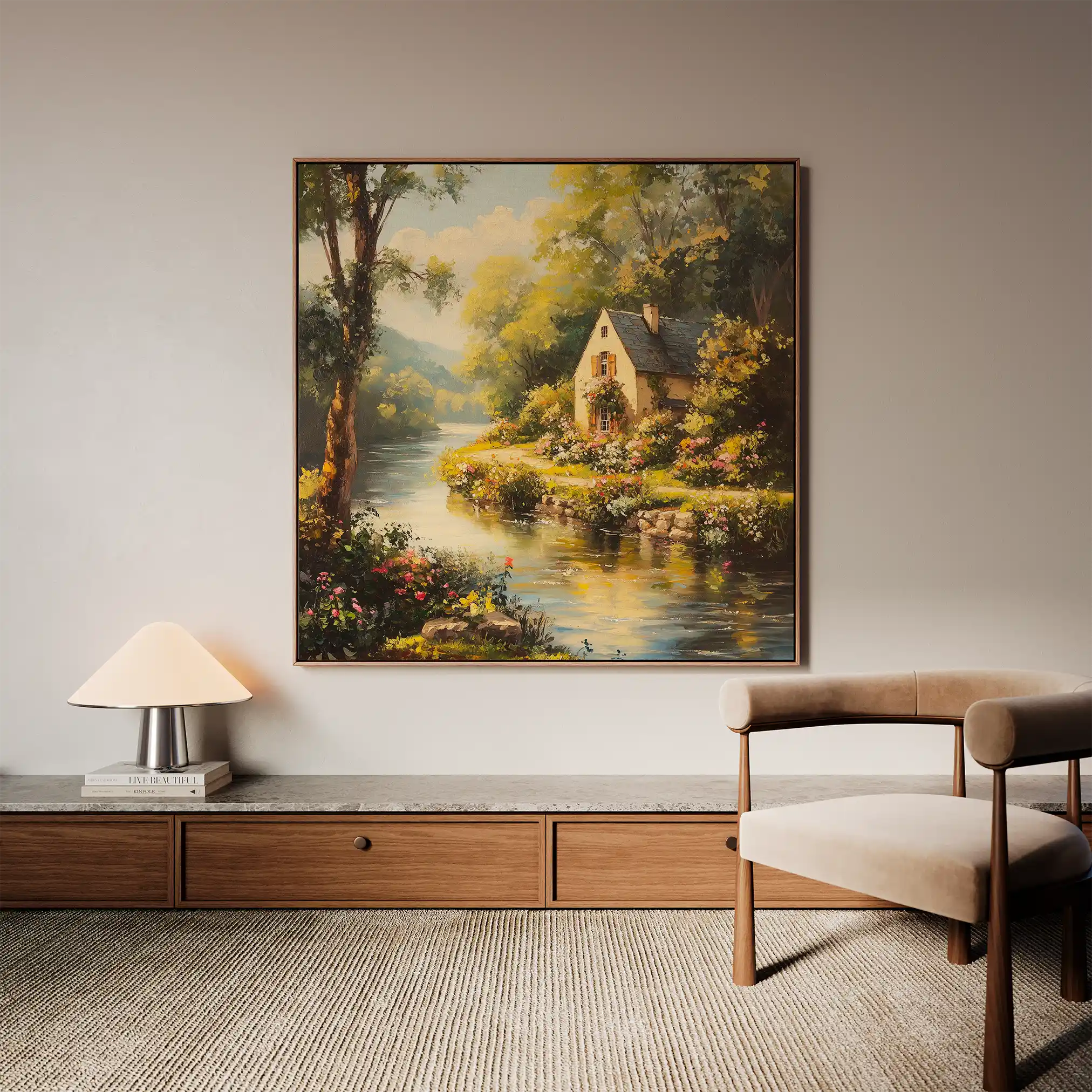 Landscape 425 Canvas Art 80 x 80 cm / Stretched on hidden frame