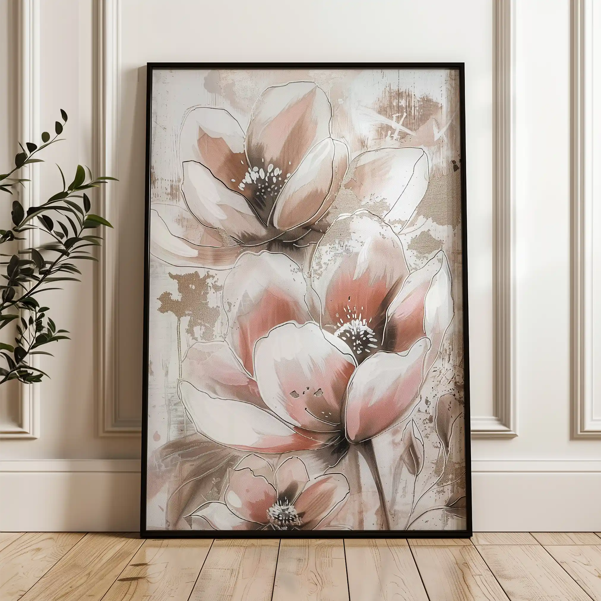 Floral Canvas Wall Art WAD929-F 90 x 60 cm / Stretched on hidden frame