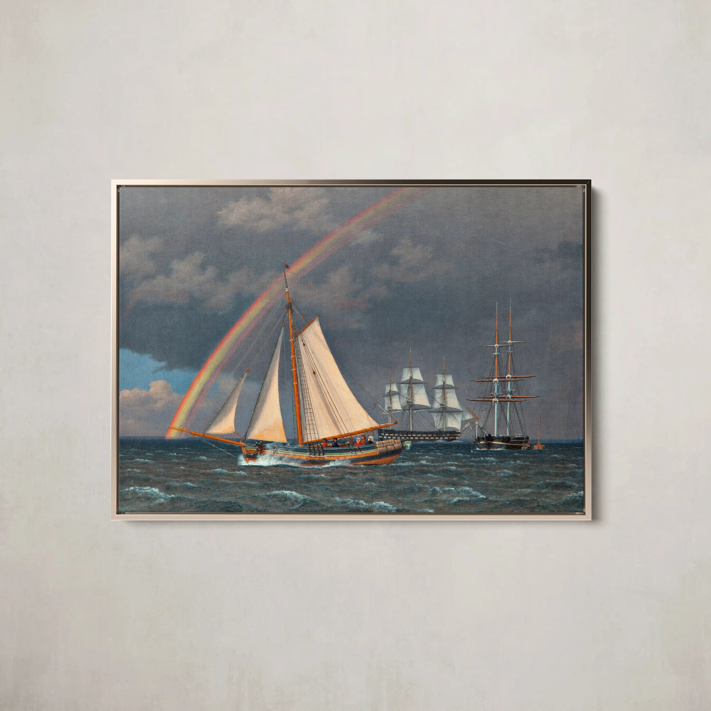 Rainbow at Sea and a Crossing Hunt with other Ships (1836) by Christoffer Wilhelm Eckersberg