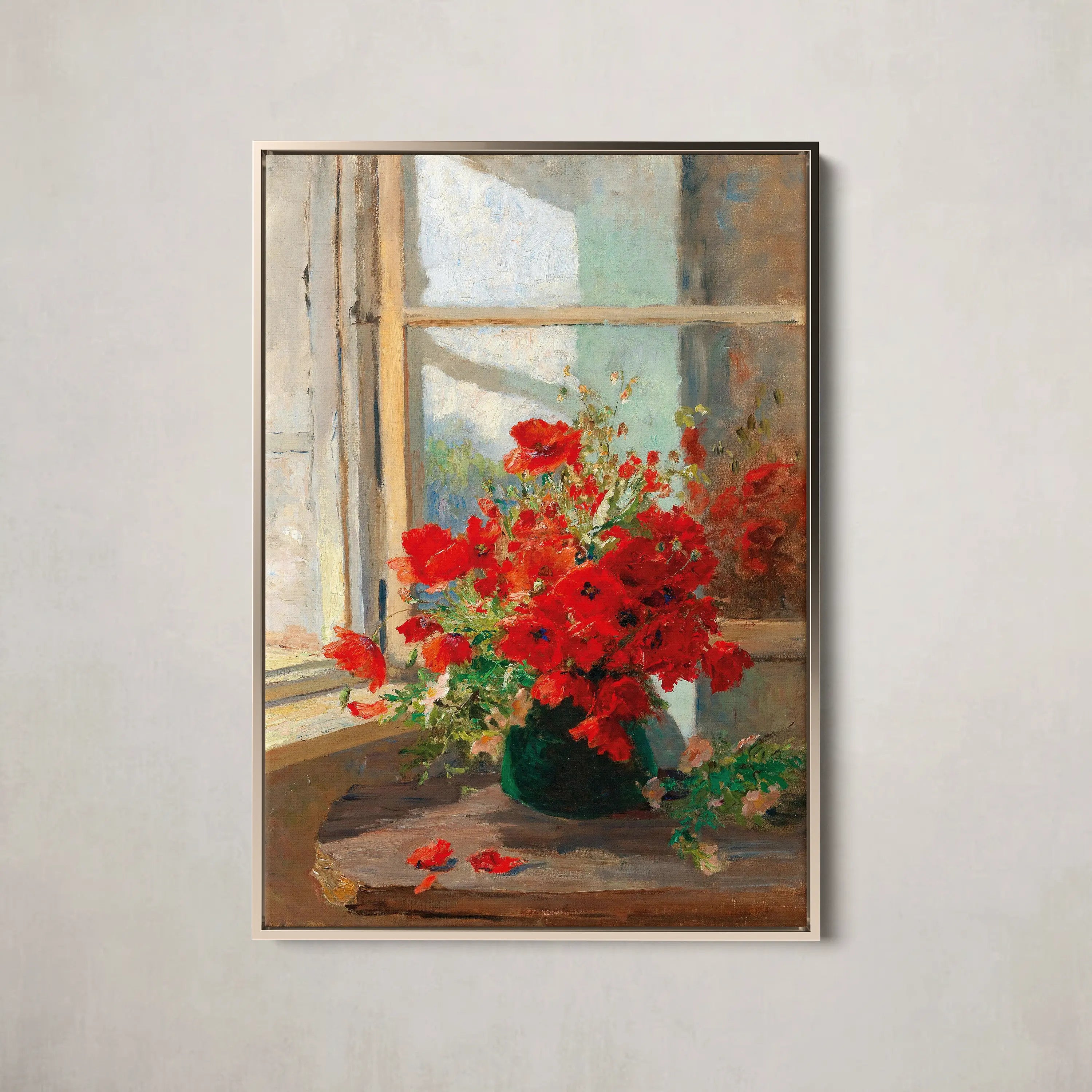 A Bouquet Of Poppies By The Window by Olga Wisinger Florian