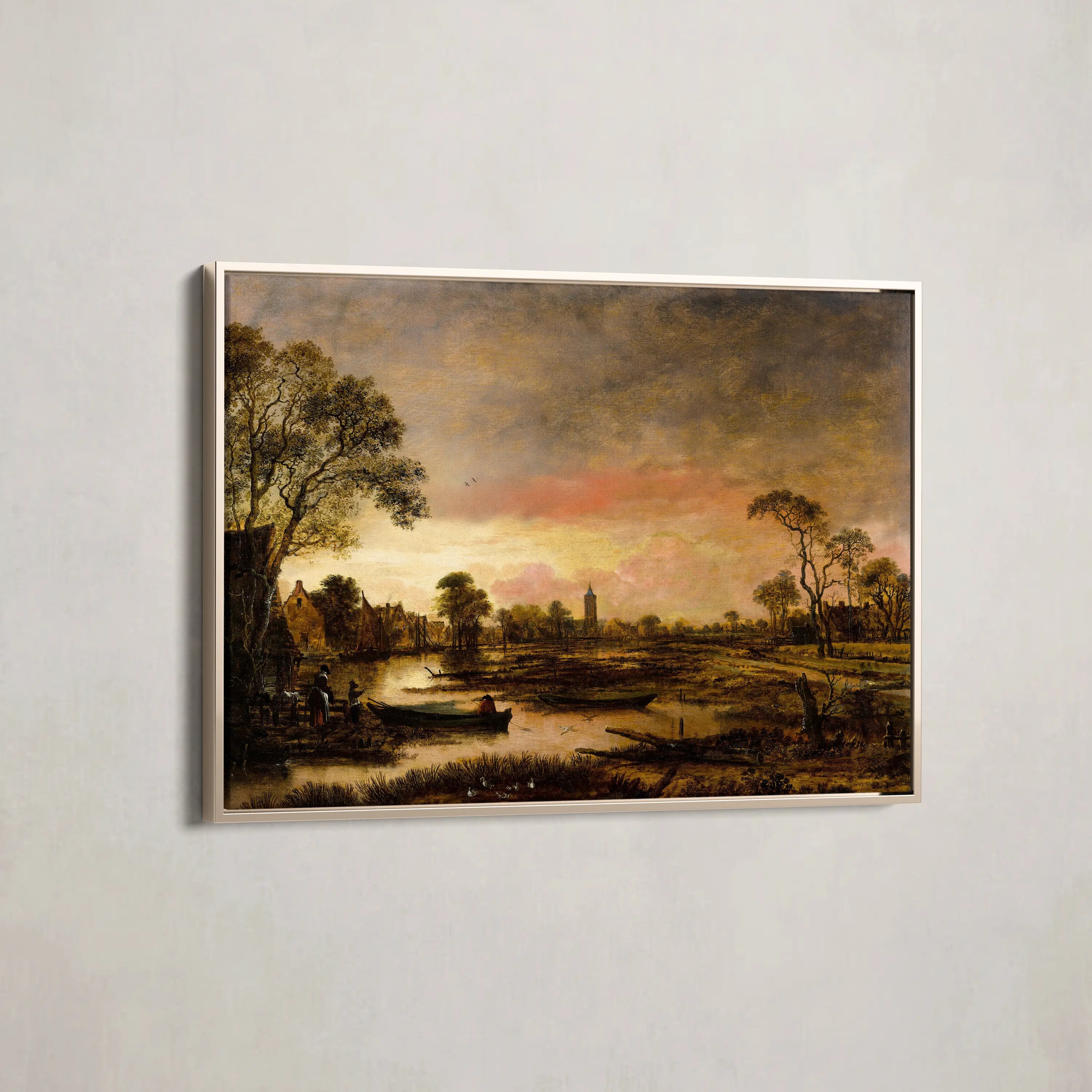 River Landscape (c. 1650) by Aert van der Neer