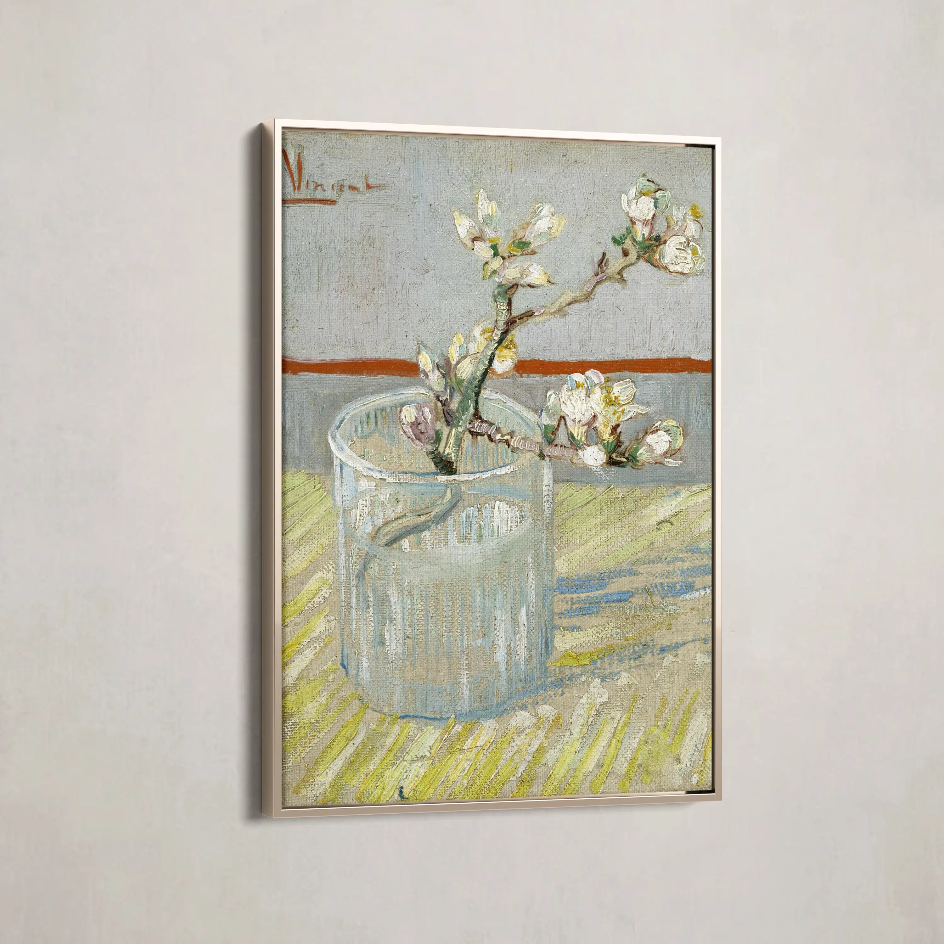 Sprig of flowering almond in a glass (1888) by Vincent van Gogh