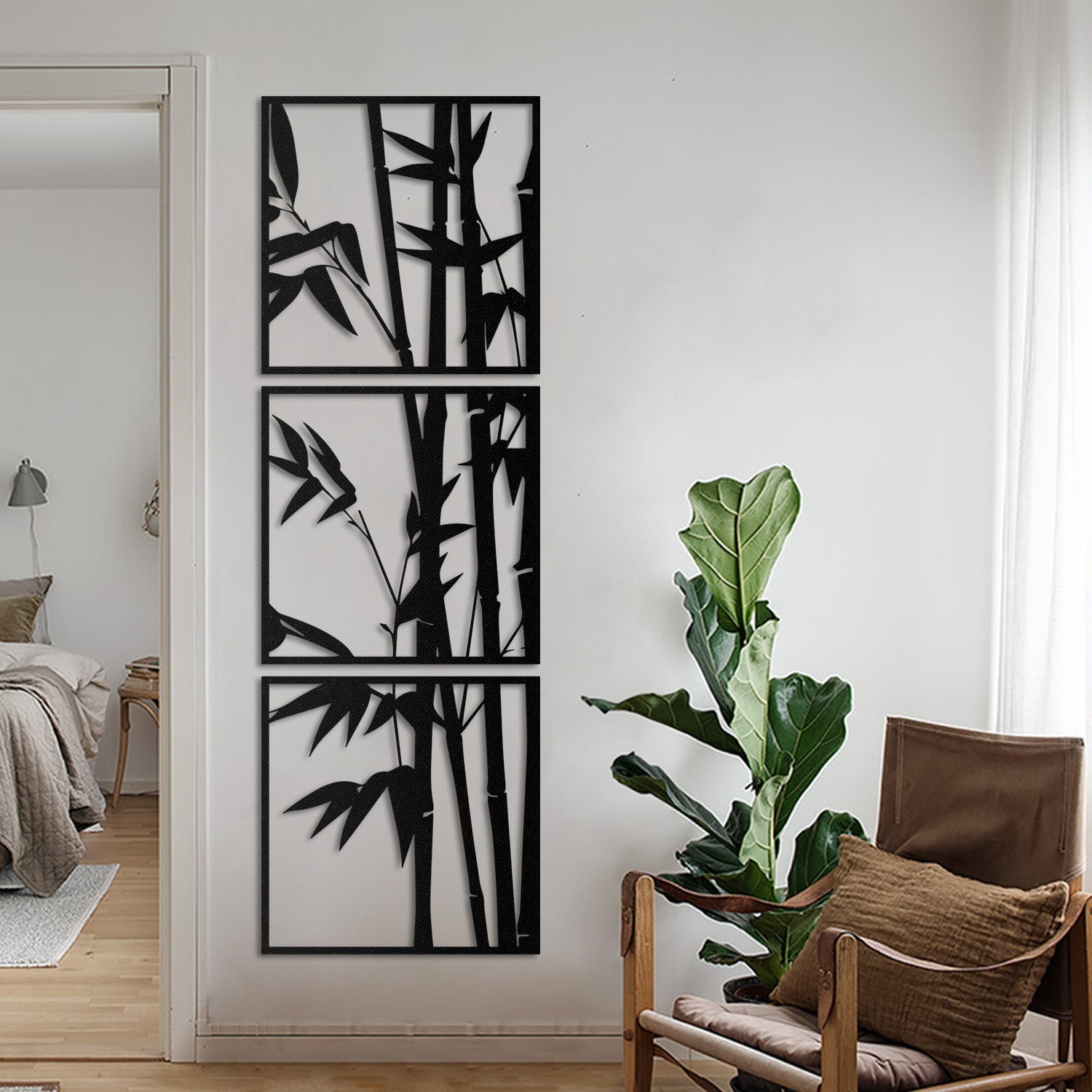 Bamboo  3 Set Metal Wall Art