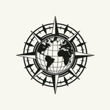 Compass And World Map Metal Wall Art