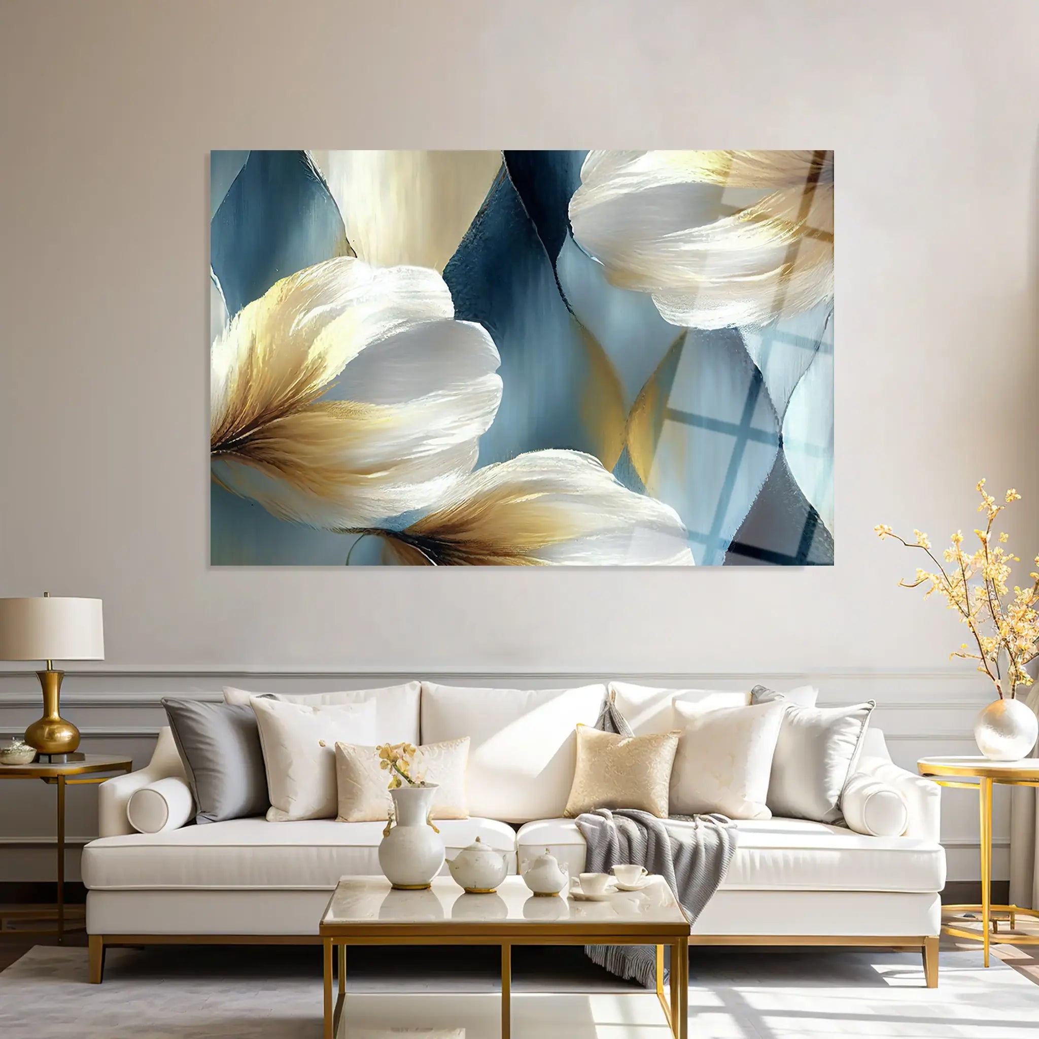 Floral Glass Wall Art GAD004-F 90 x 60 cm