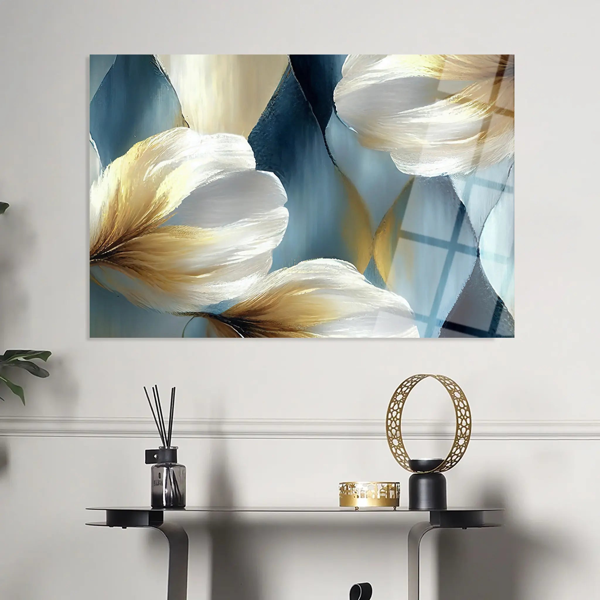 Floral Glass Wall Art GAD004-F 90 x 60 cm