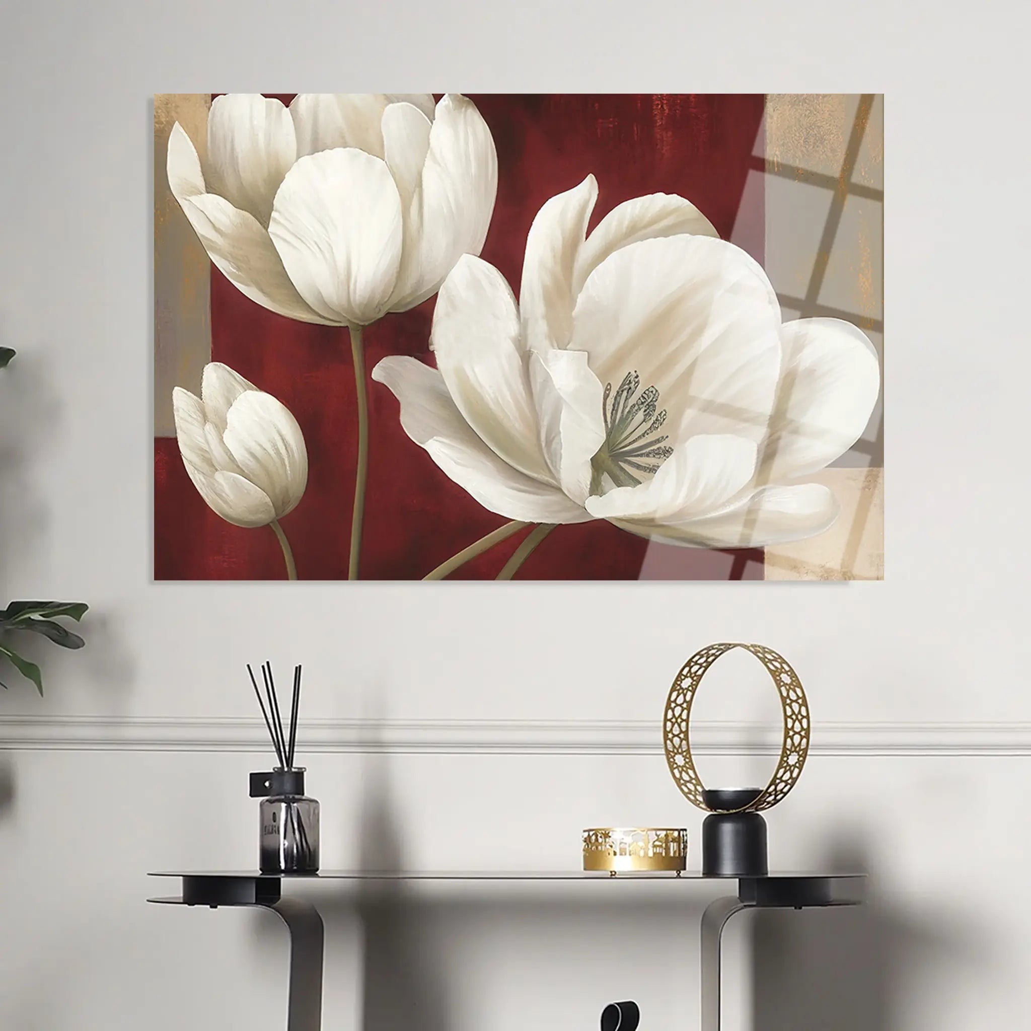 Floral Glass Wall Art GAD005-F 90 x 60 cm