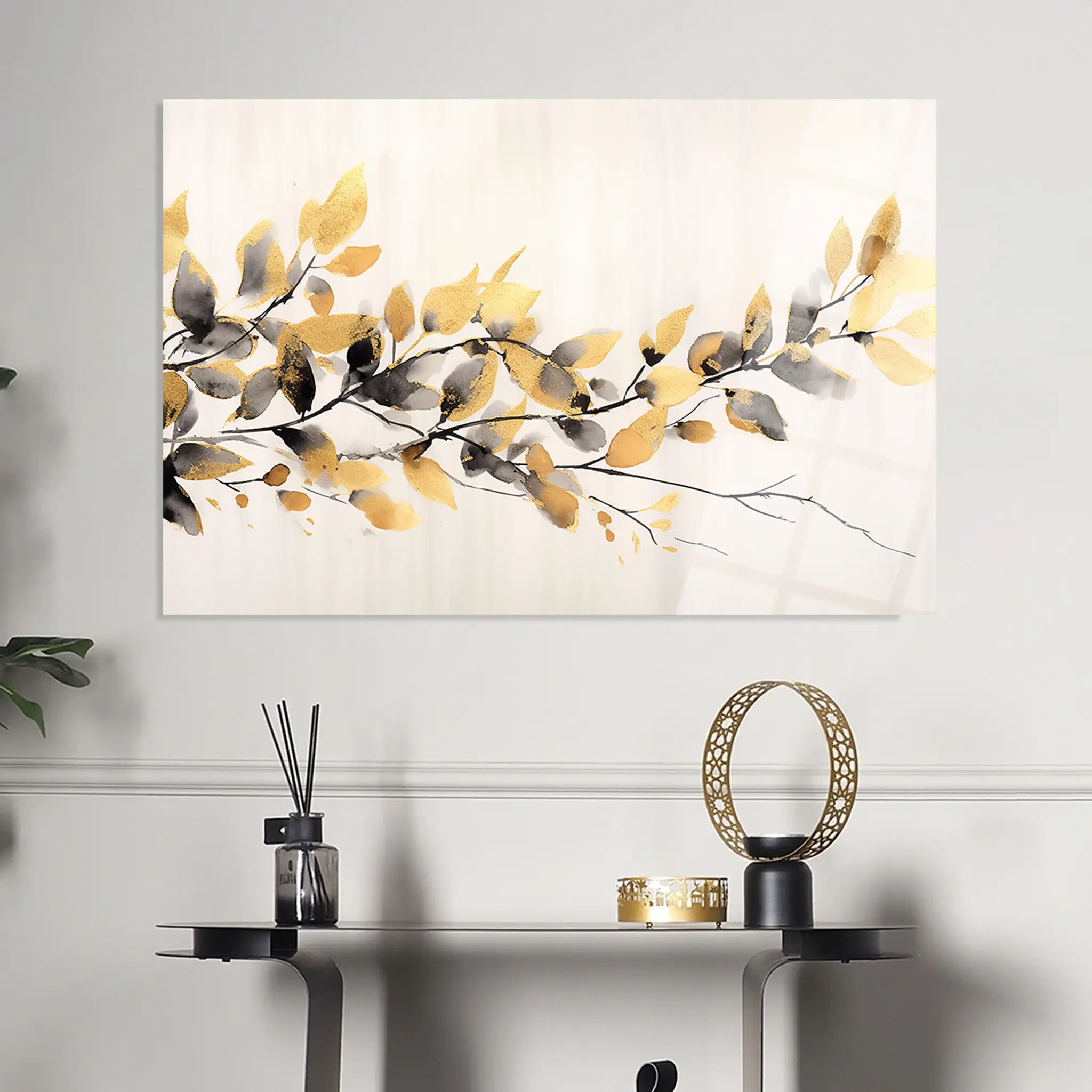 Floral Glass Wall Art GAD008-F 90 x 60 cm