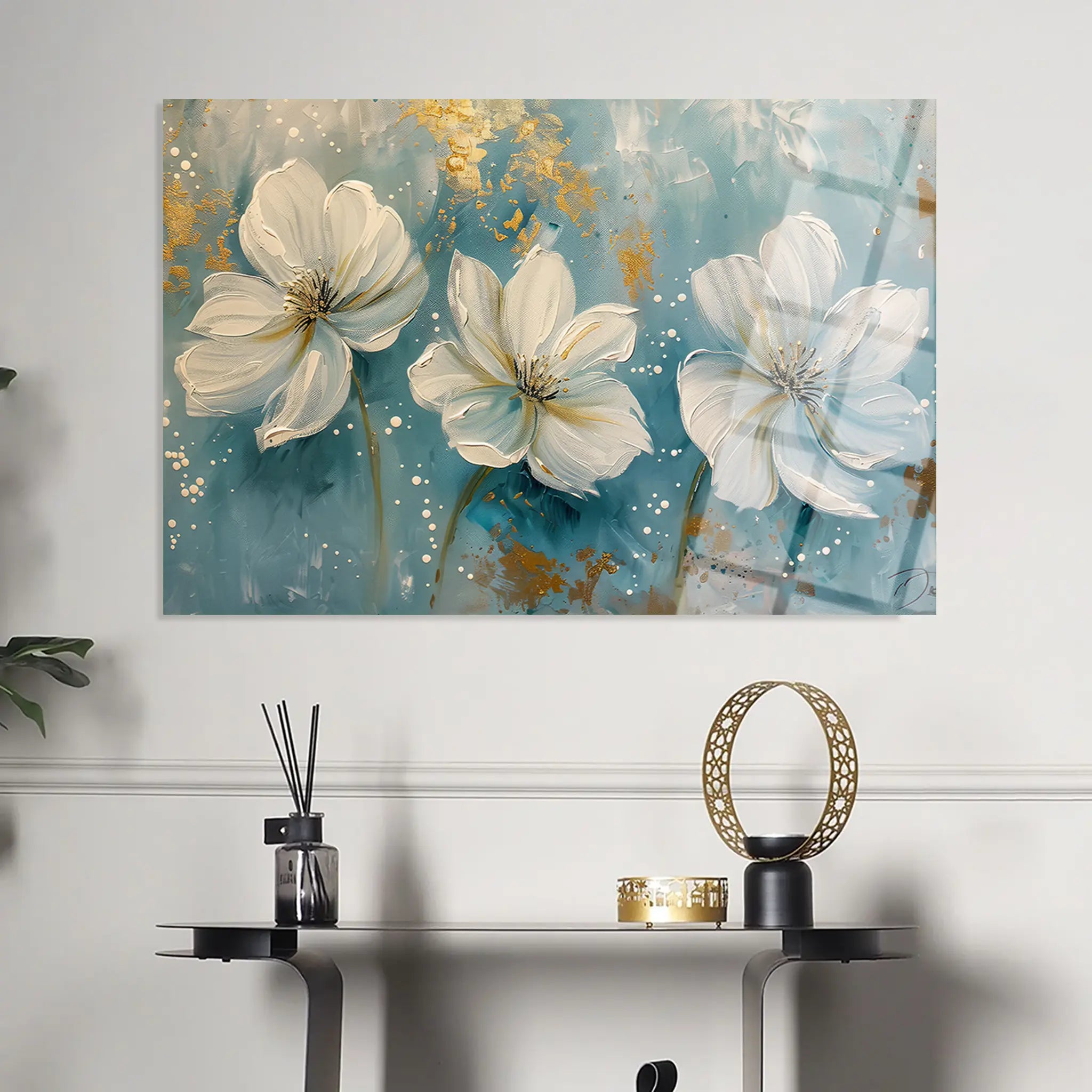 Floral Glass Wall Art GAD012-F 90 x 60 cm