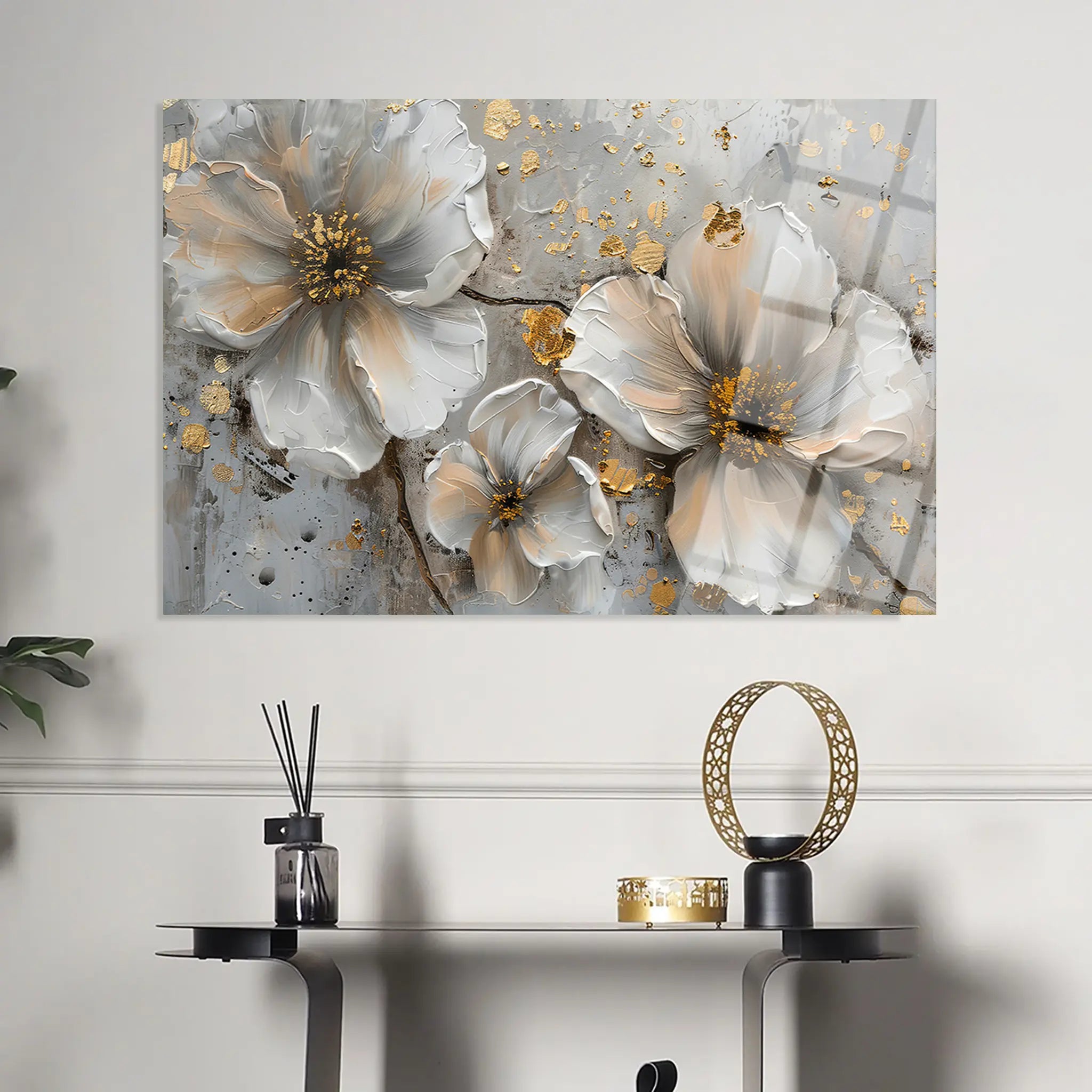 Floral Glass Wall Art GAD014-F 90 x 60 cm