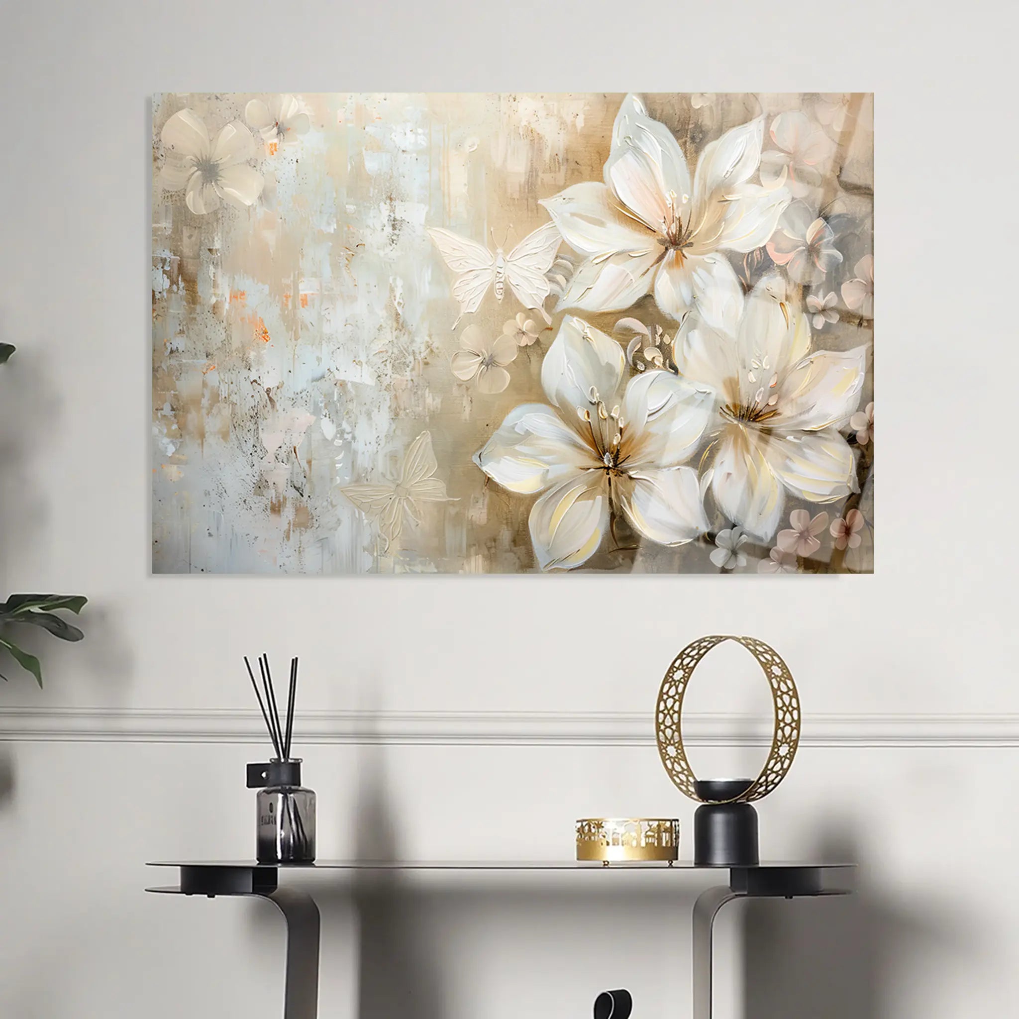 Floral Glass Wall Art GAD016-F 90 x 60 cm