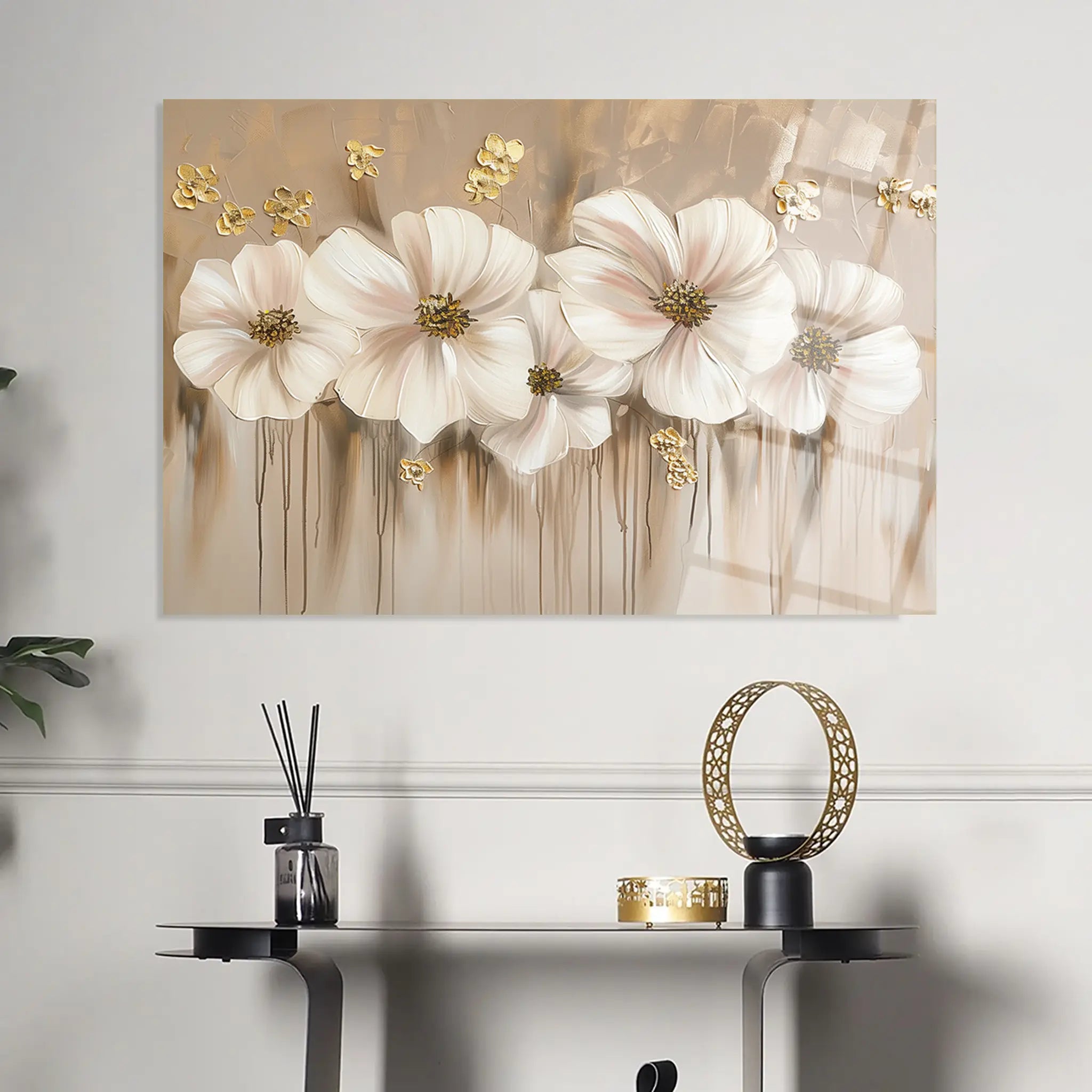 Floral Glass Wall Art GAD019-F 90 x 60 cm