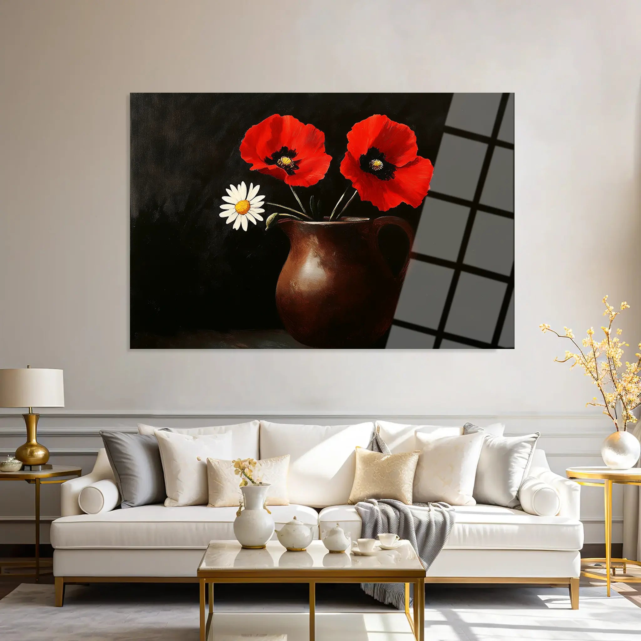 Floral Glass Wall Art GAD028-F 90 x 60 cm