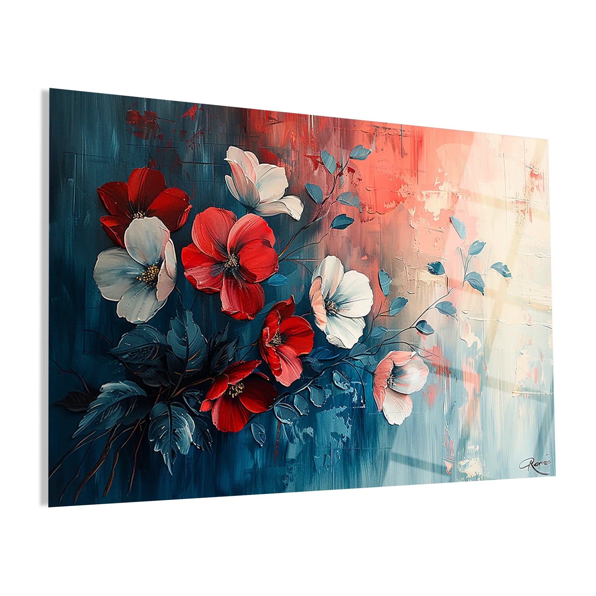 Floral Glass Wall Art GAD031-F 90 x 60 cm