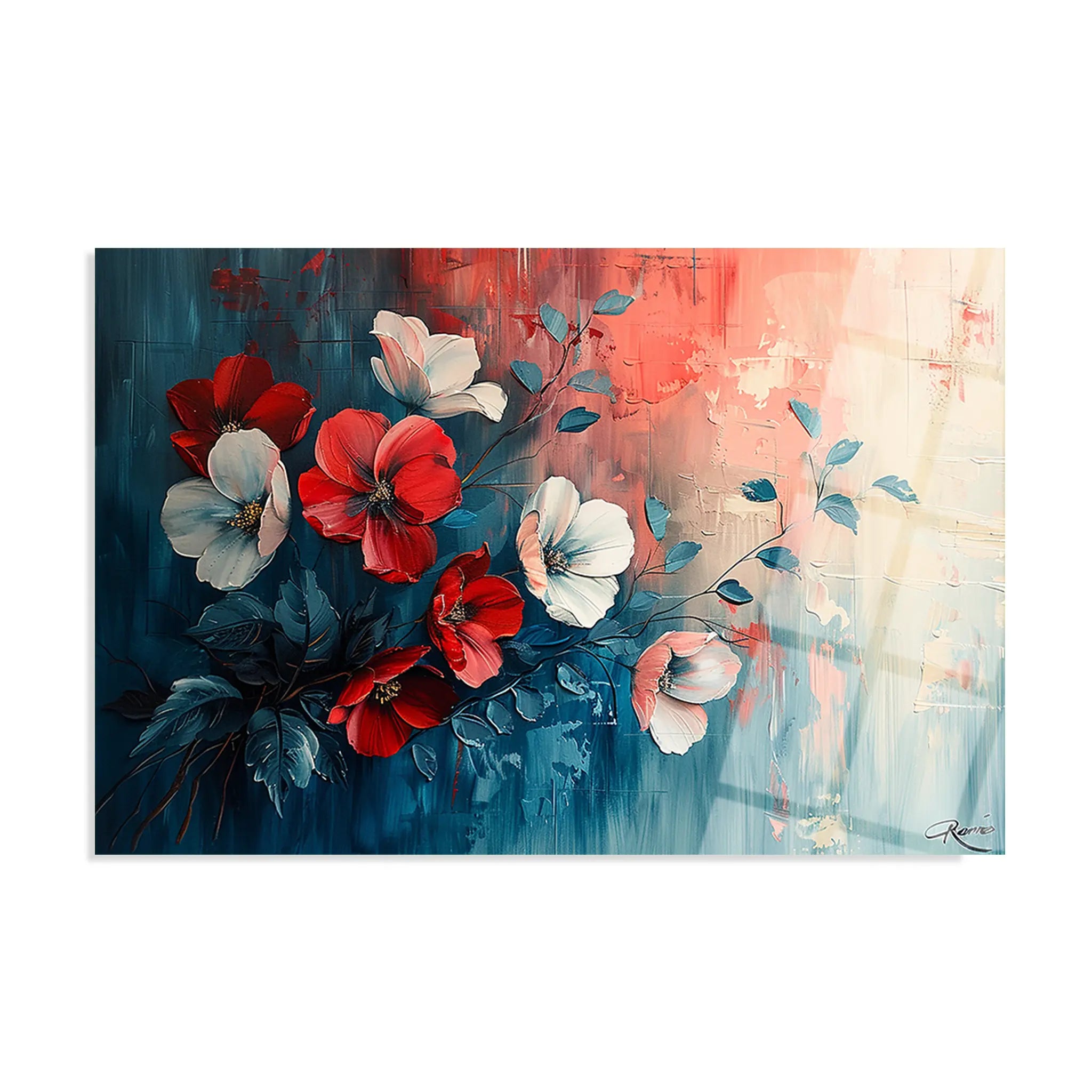 Floral Glass Wall Art GAD031-F 90 x 60 cm