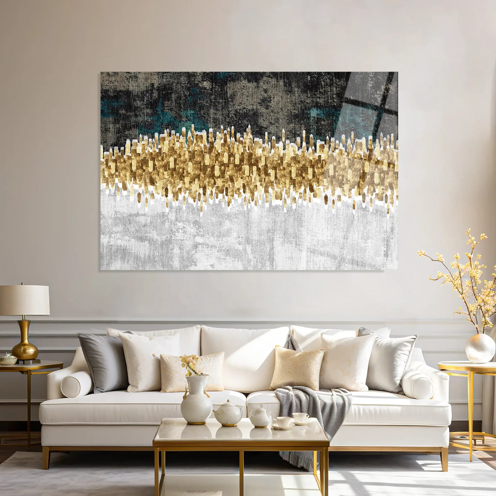 Abstract Glass Wall Art GAD037-A 90 x 60 cm