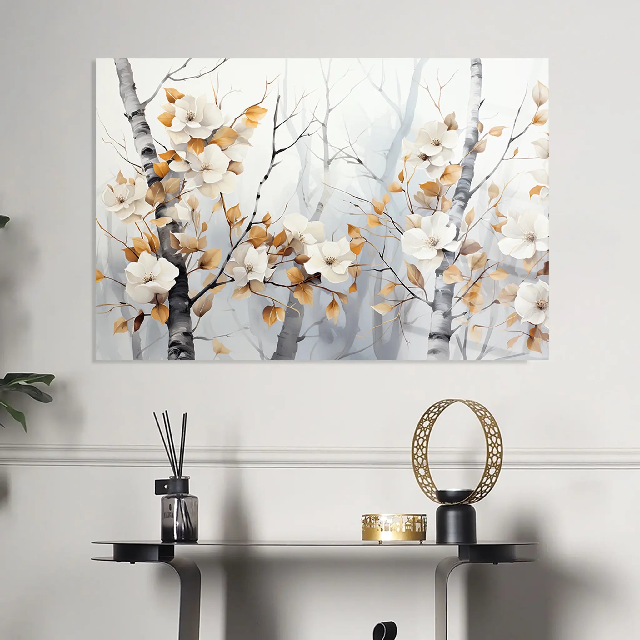 Floral Glass Wall Art GAD037-F 90 x 60 cm