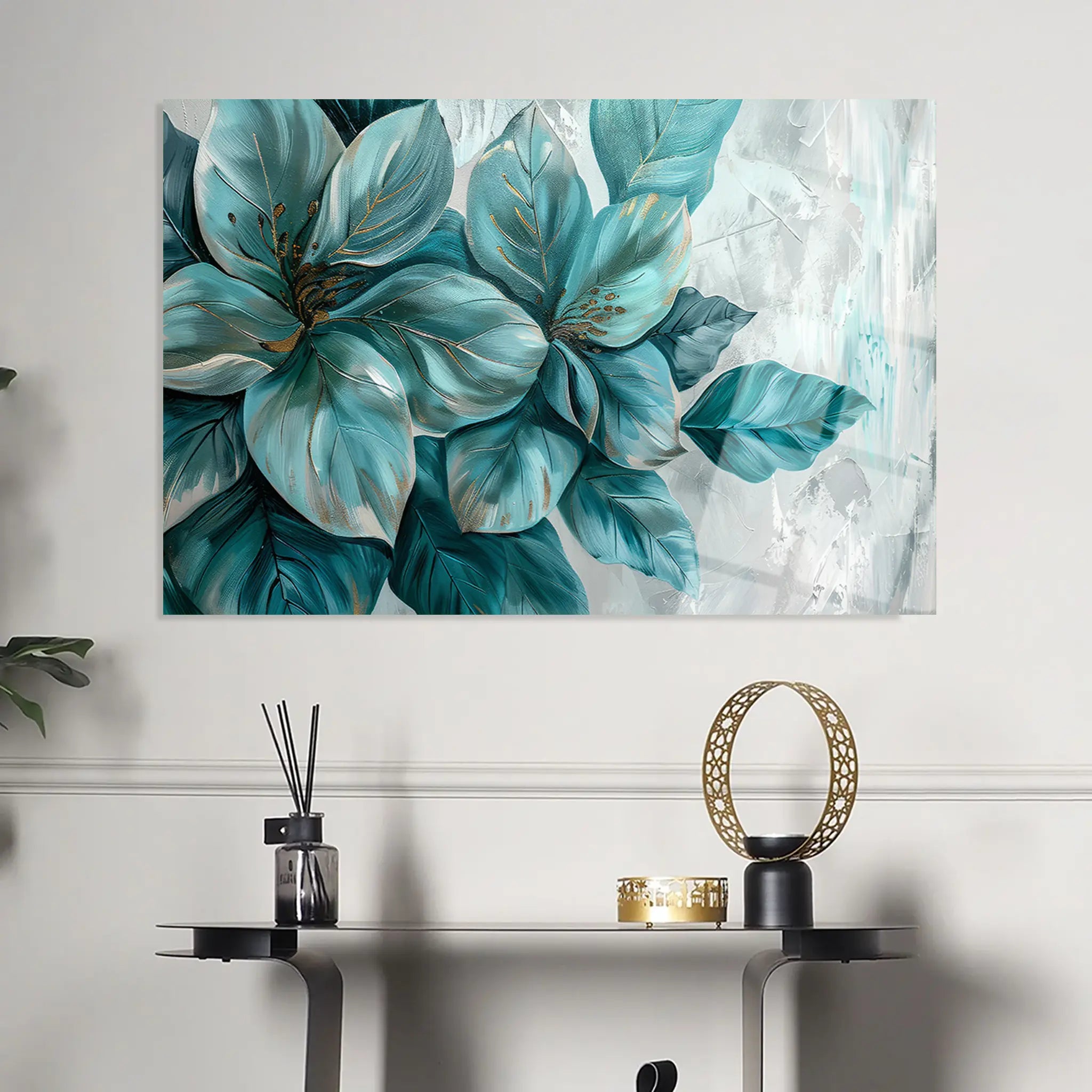 Floral Glass Wall Art GAD038-F 90 x 60 cm