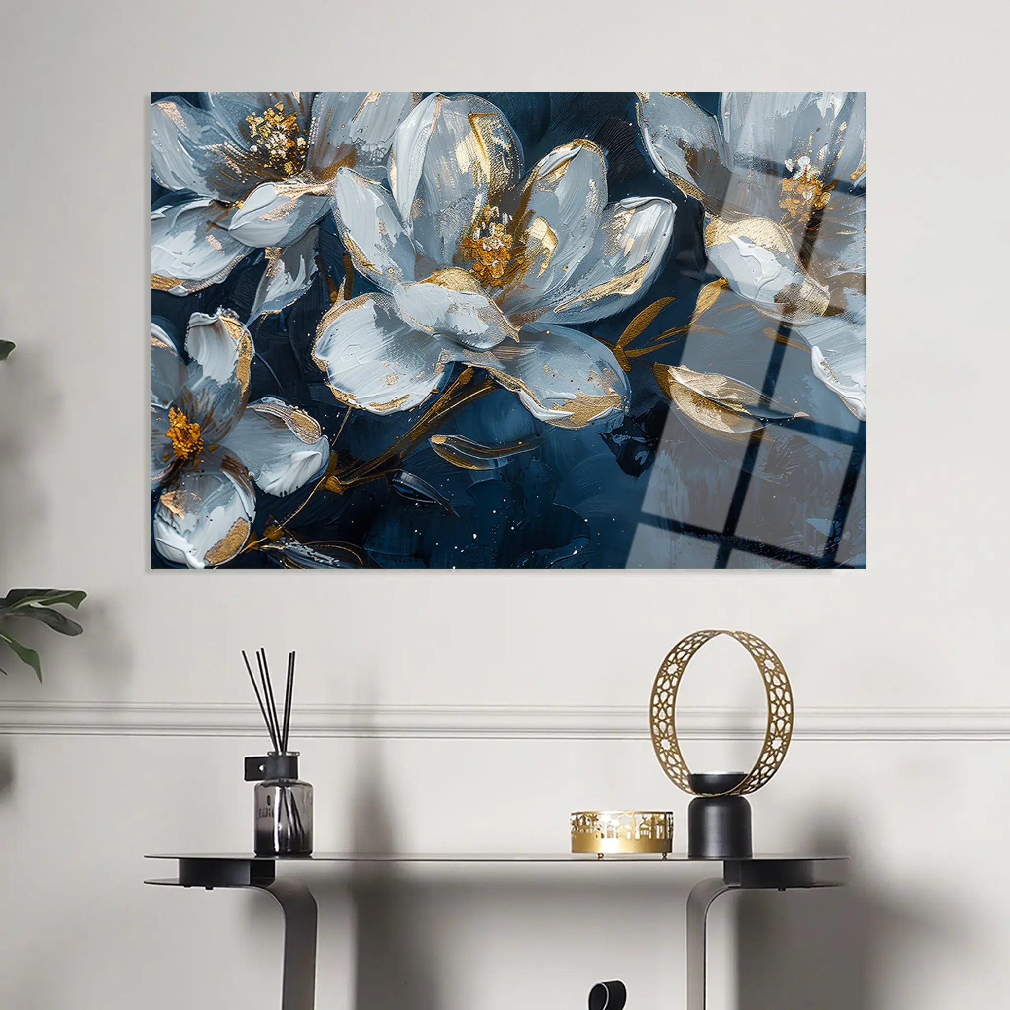 Floral Glass Wall Art GAD039-F 90 x 60 cm