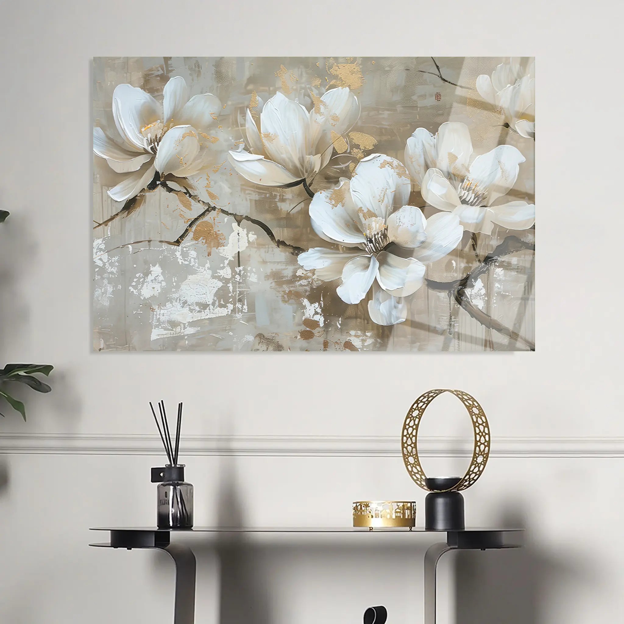 Floral Glass Wall Art GAD042-F 90 x 60 cm