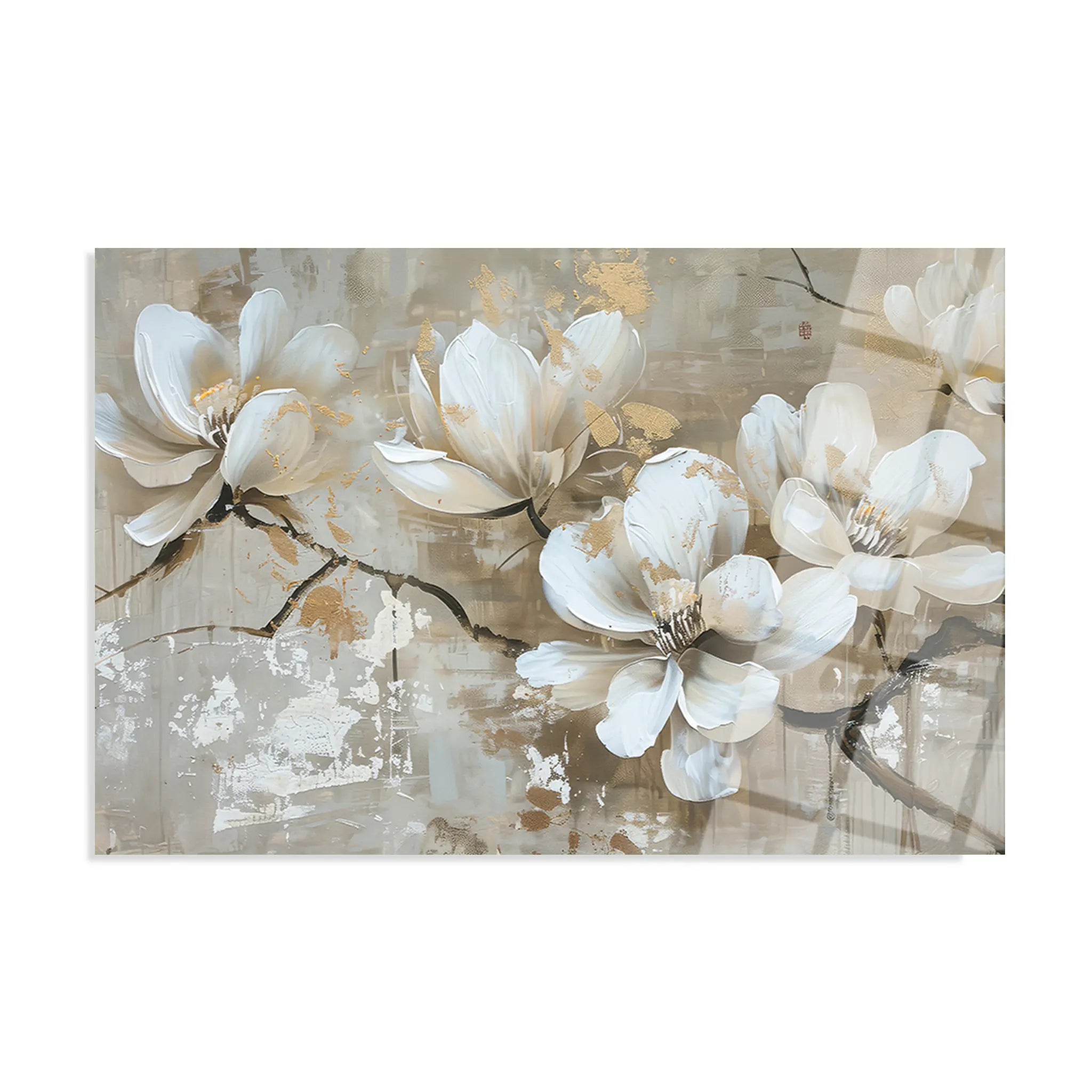 Floral Glass Wall Art GAD042-F 90 x 60 cm