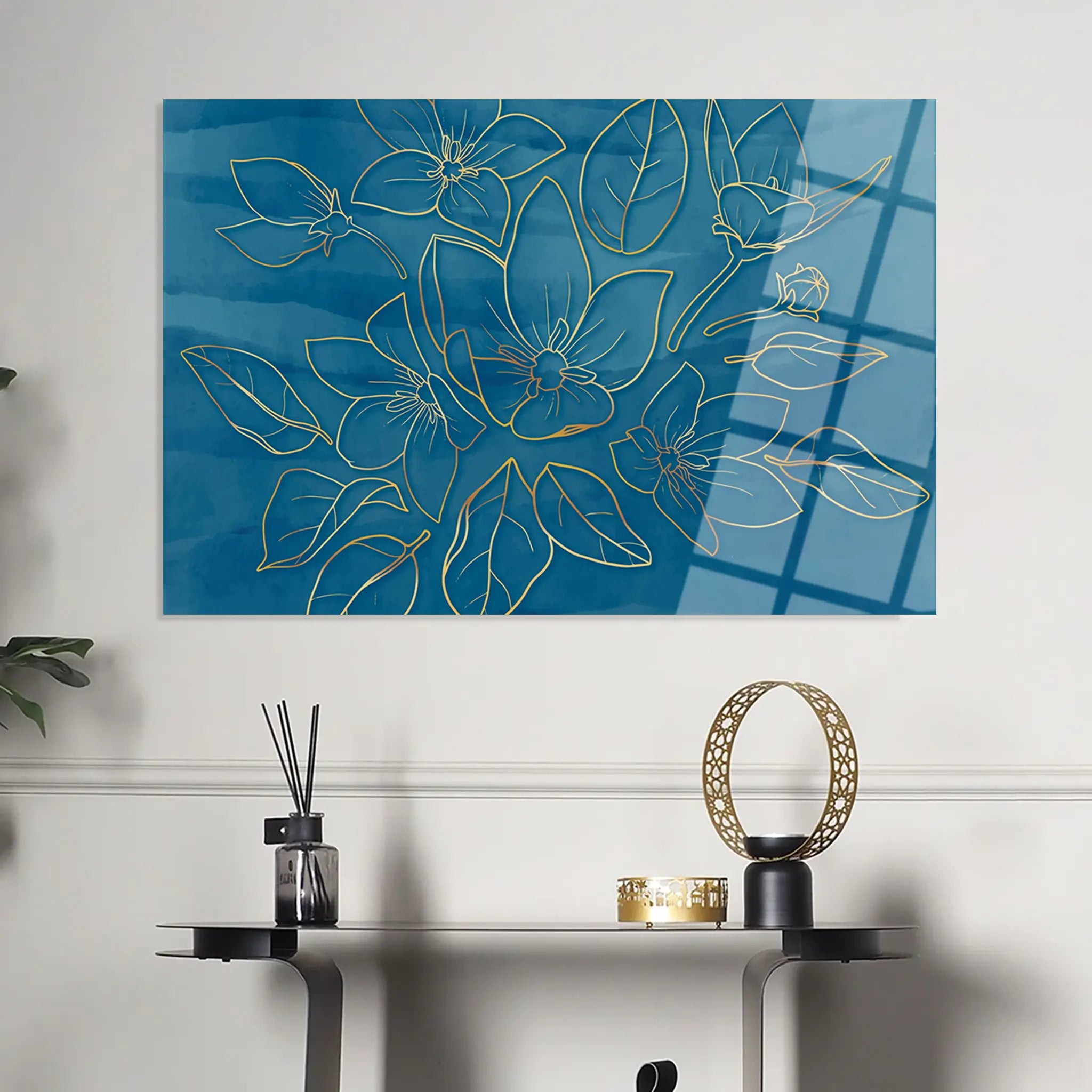 Floral Glass Wall Art GAD043-F 90 x 60 cm