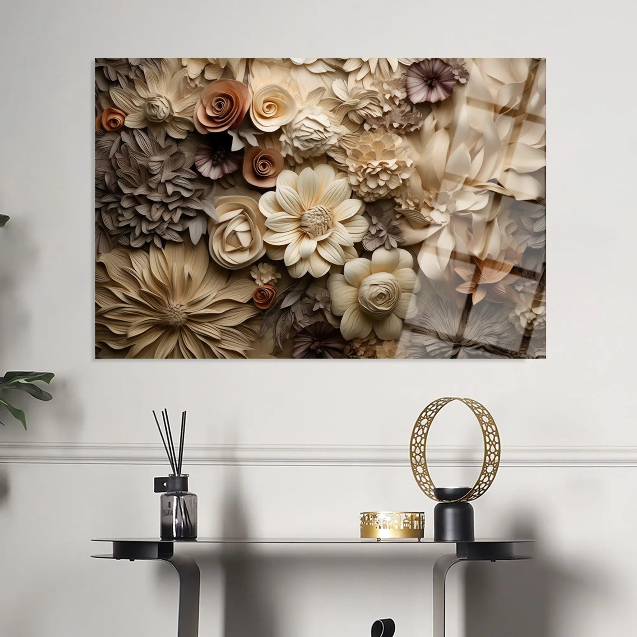 Floral Glass Wall Art GAD048-F 90 x 60 cm