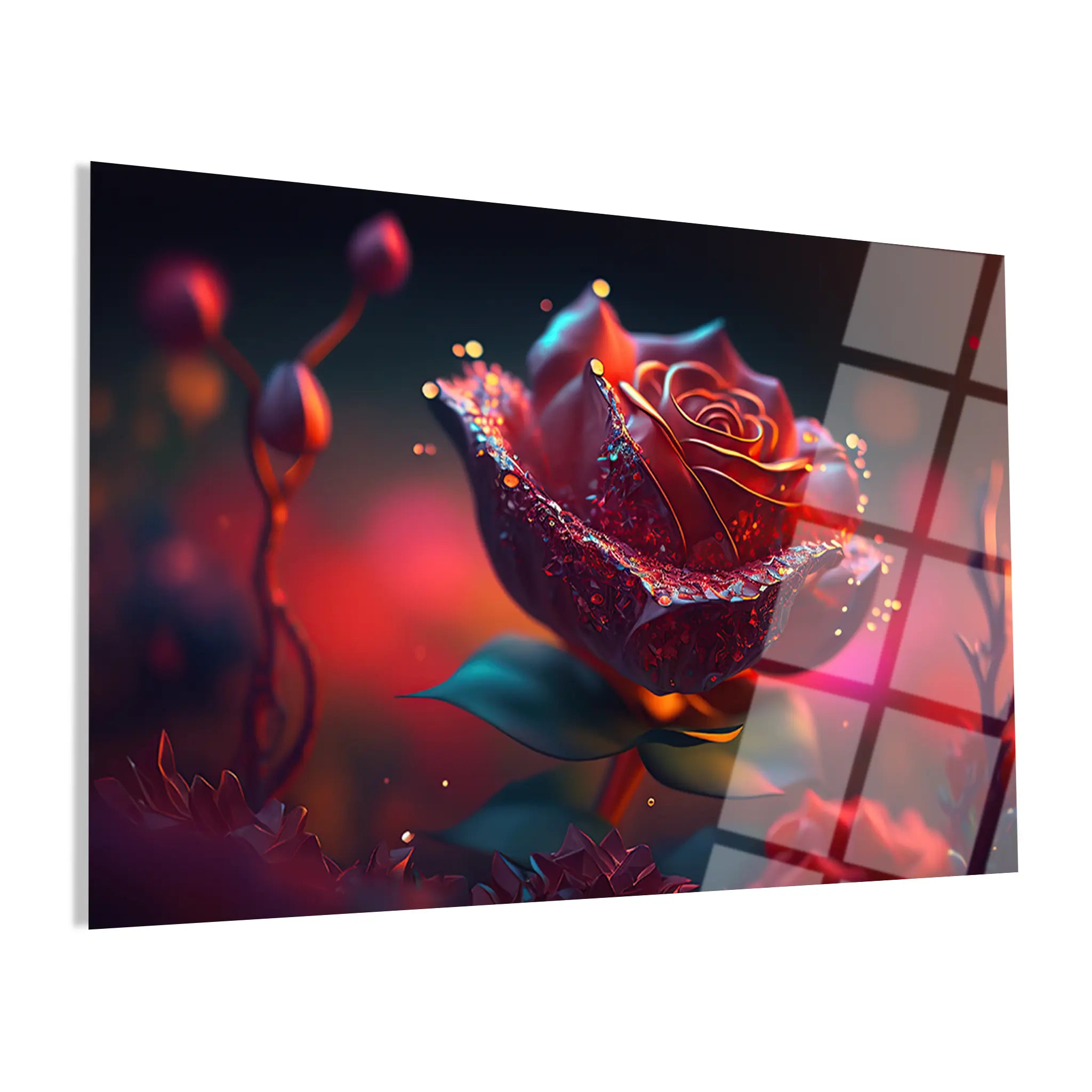 Floral Glass Wall Art GAD056-F 90 x 60 cm