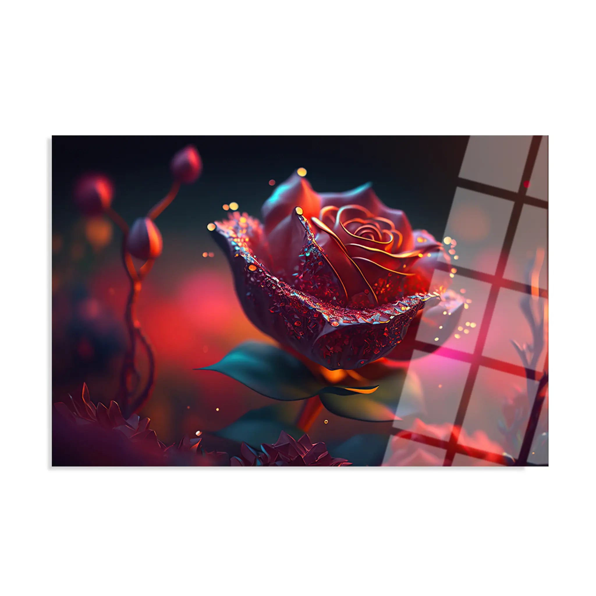 Floral Glass Wall Art GAD056-F 90 x 60 cm