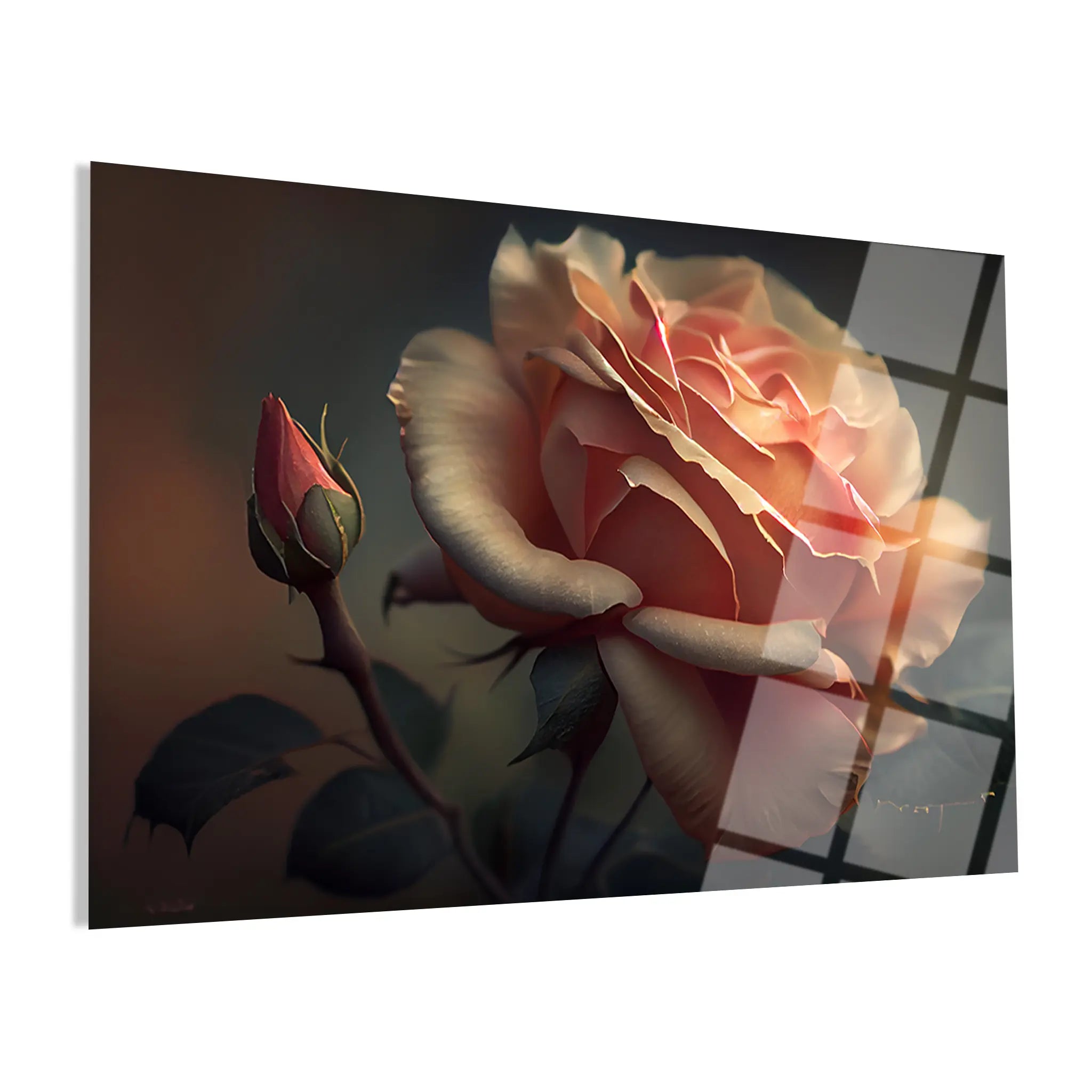 Floral Glass Wall Art GAD059-F 90 x 60 cm