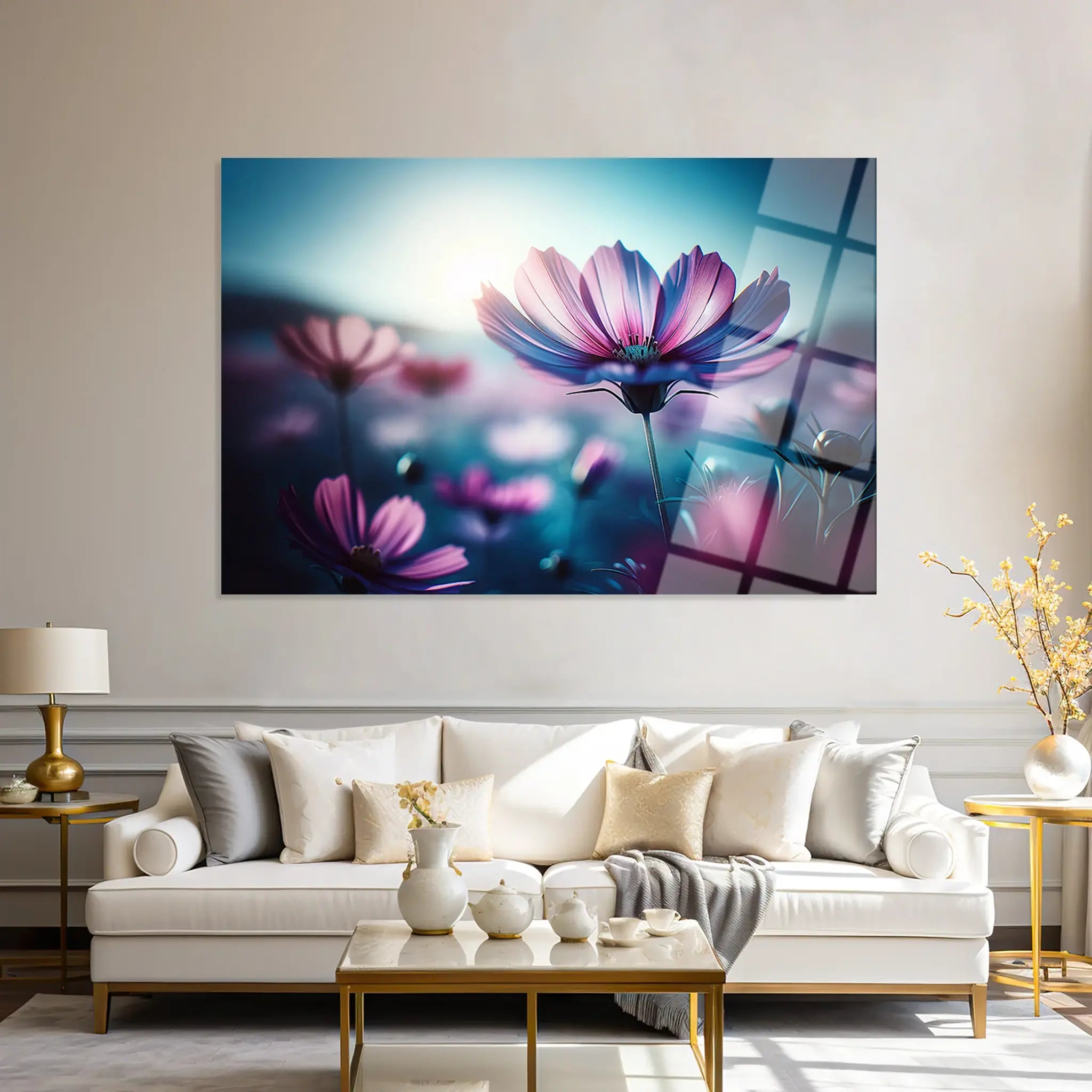 Floral Glass Wall Art GAD062-F 90 x 60 cm