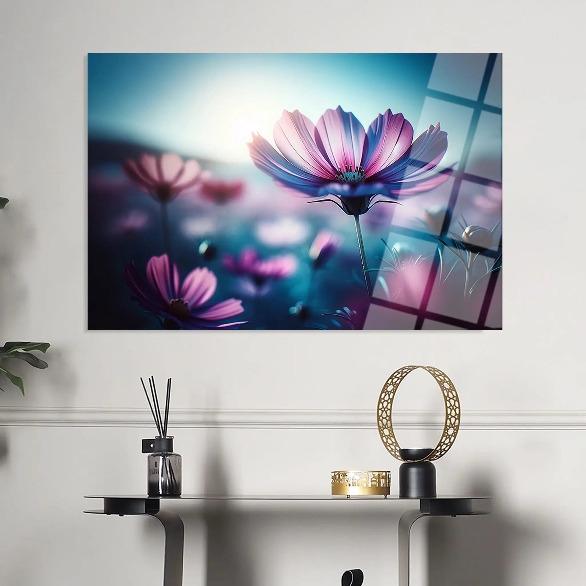 Floral Glass Wall Art GAD062-F 90 x 60 cm