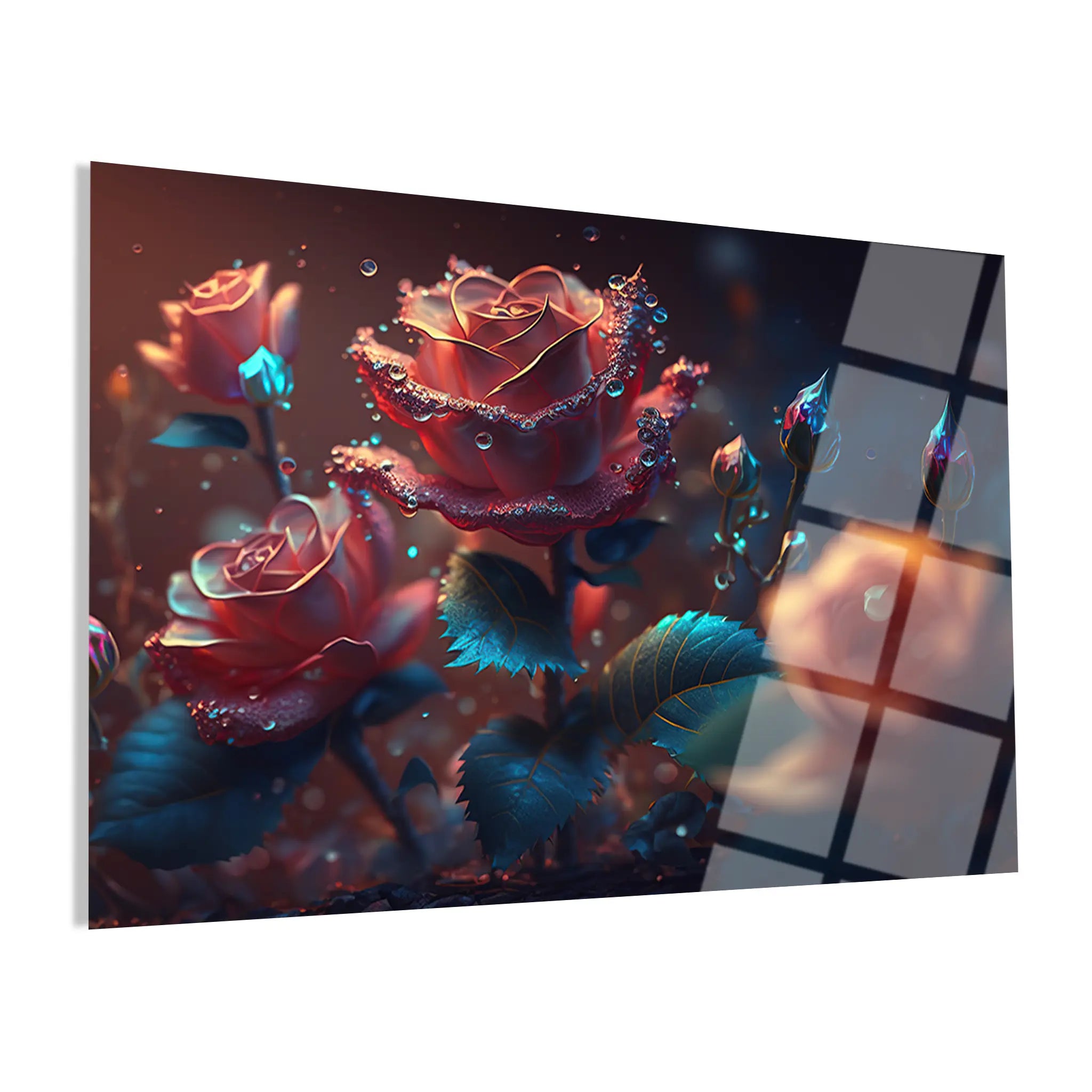 Floral Glass Wall Art GAD068-F 90 x 60 cm