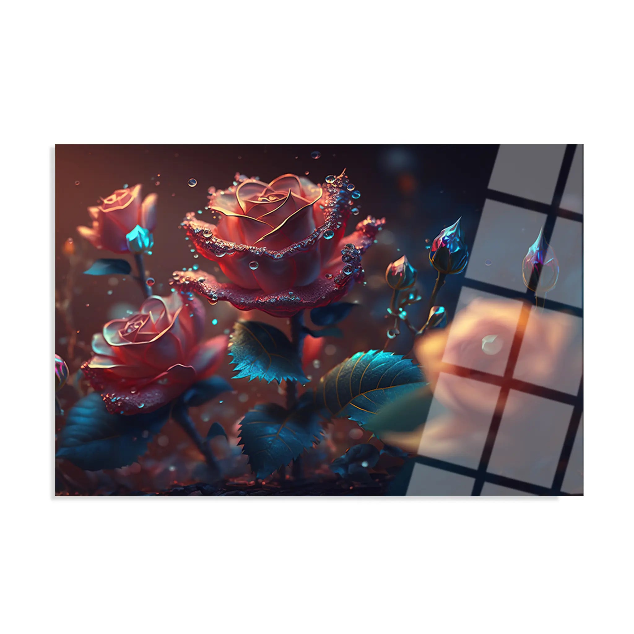 Floral Glass Wall Art GAD068-F 90 x 60 cm