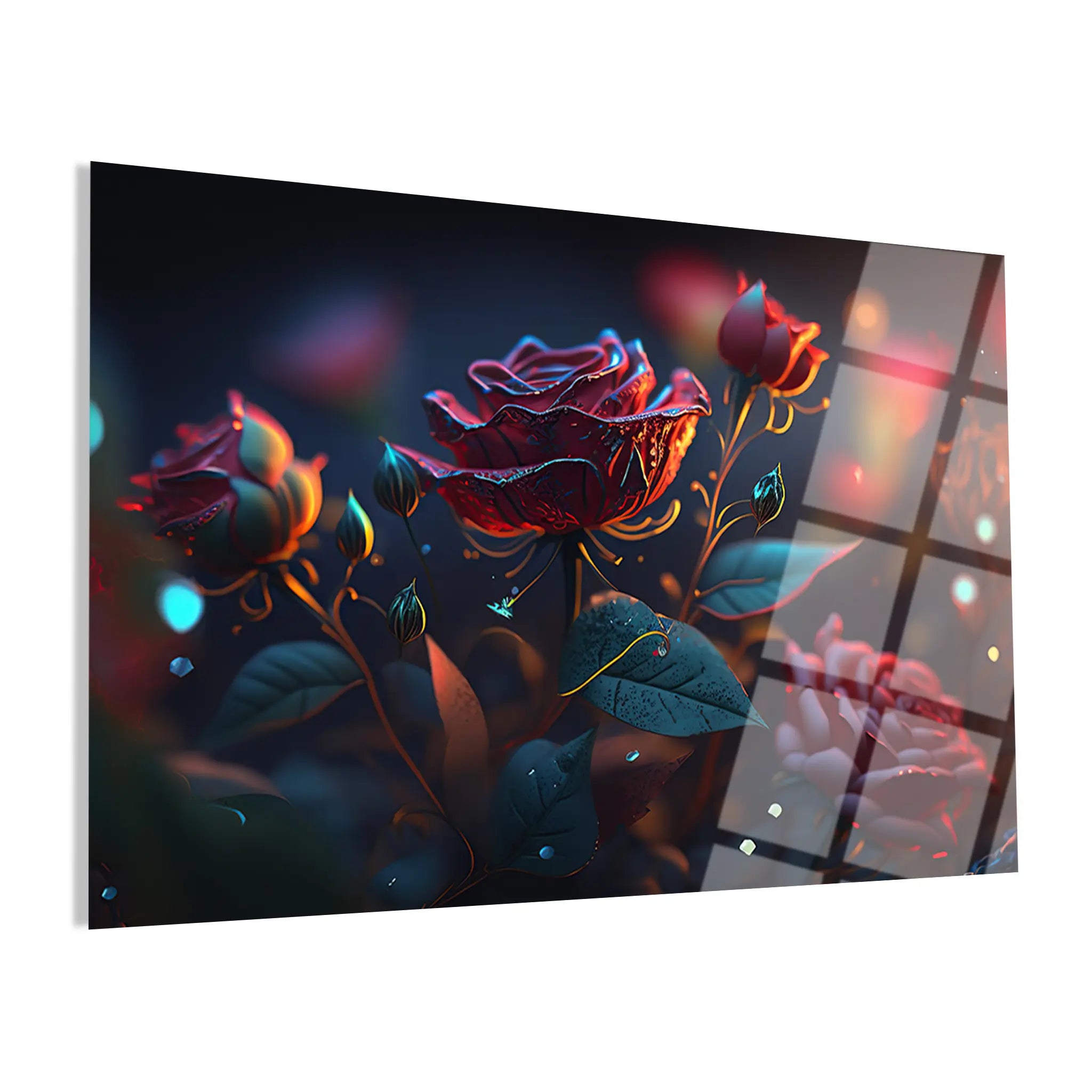 Floral Glass Wall Art GAD069-F 90 x 60 cm