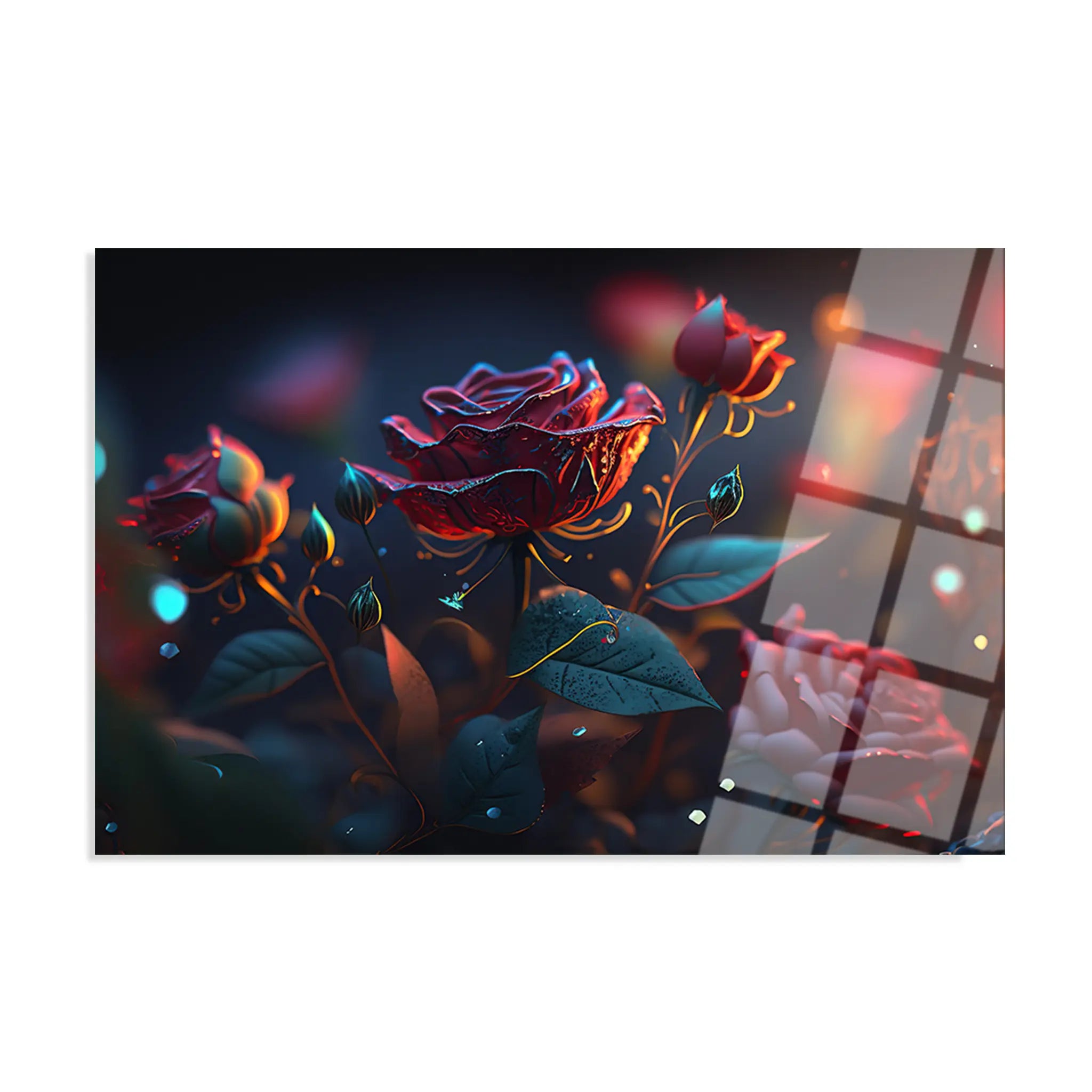 Floral Glass Wall Art GAD069-F 90 x 60 cm