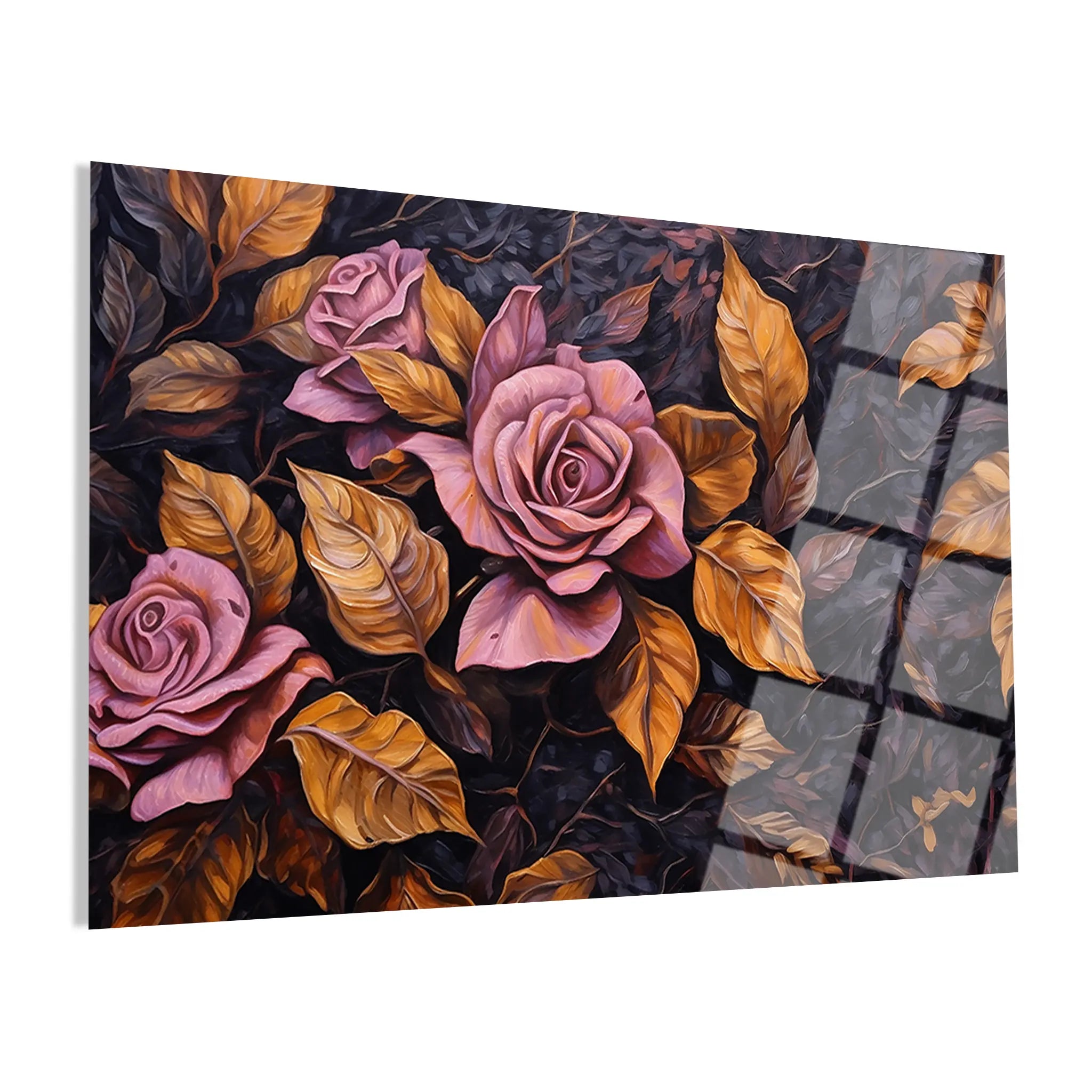 Floral Glass Wall Art GAD073-F 90 x 60 cm