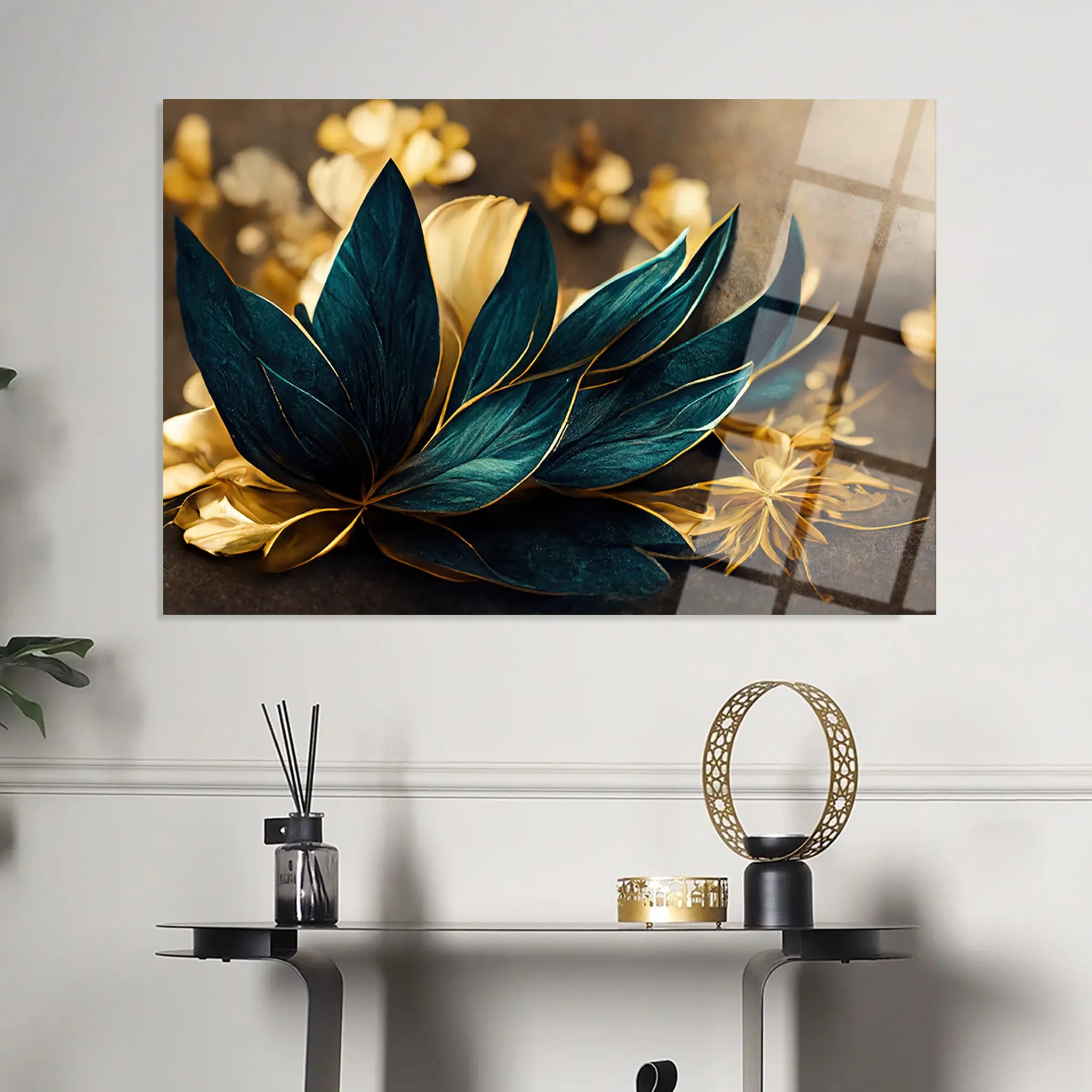 Floral Glass Wall Art GAD075-F 90 x 60 cm